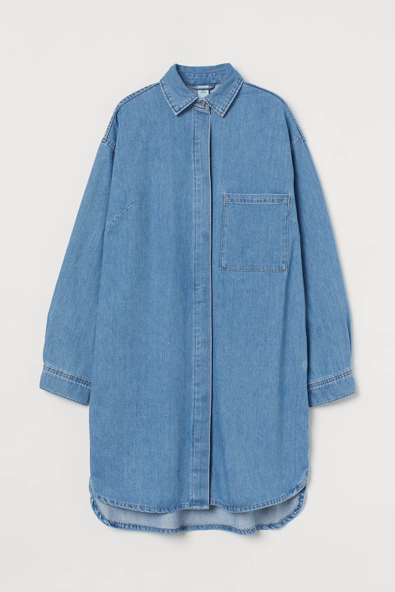 Oversized Denim Dress - Long sleeve - Short - Denim blue - Ladies | H&M US