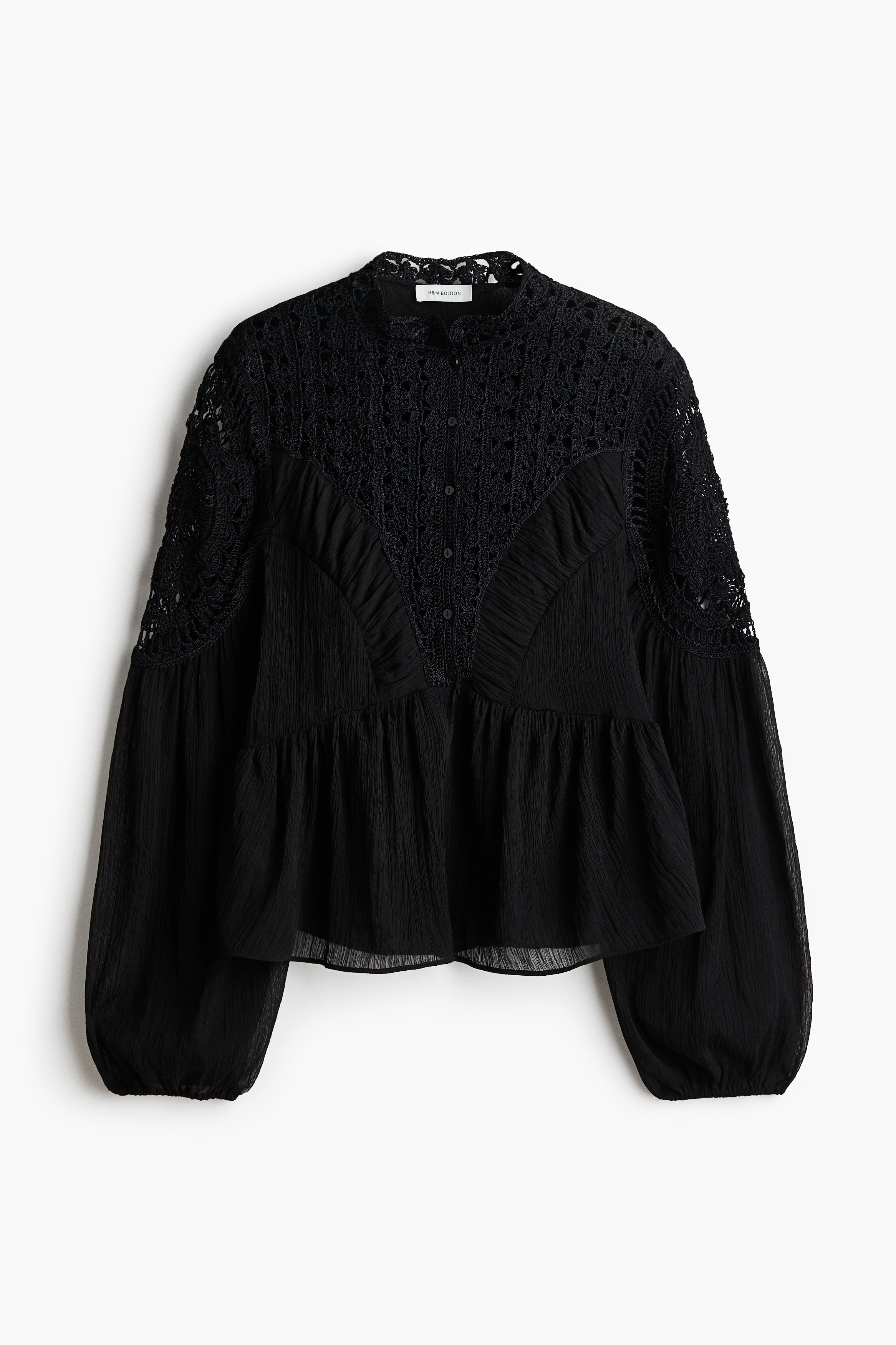 Crochet-look blouse - Black