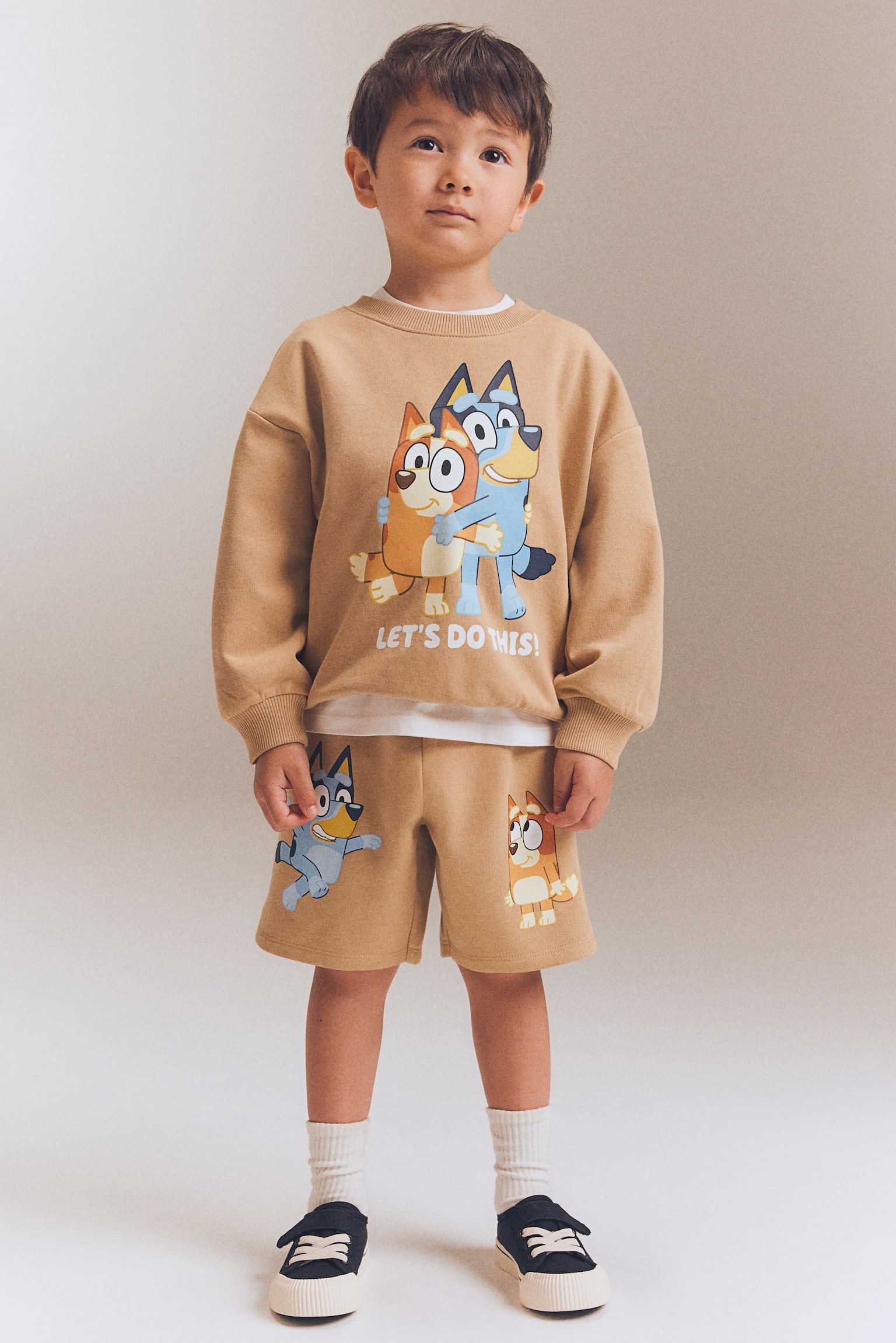 2-piece Print Sweat Set - Beige/Bluey/Blue/Sonic the Hedgehog/Light beige/Minions/Black/TMNT/Black/Batman/White/Paw Patrol/Cream/Naruto - 2