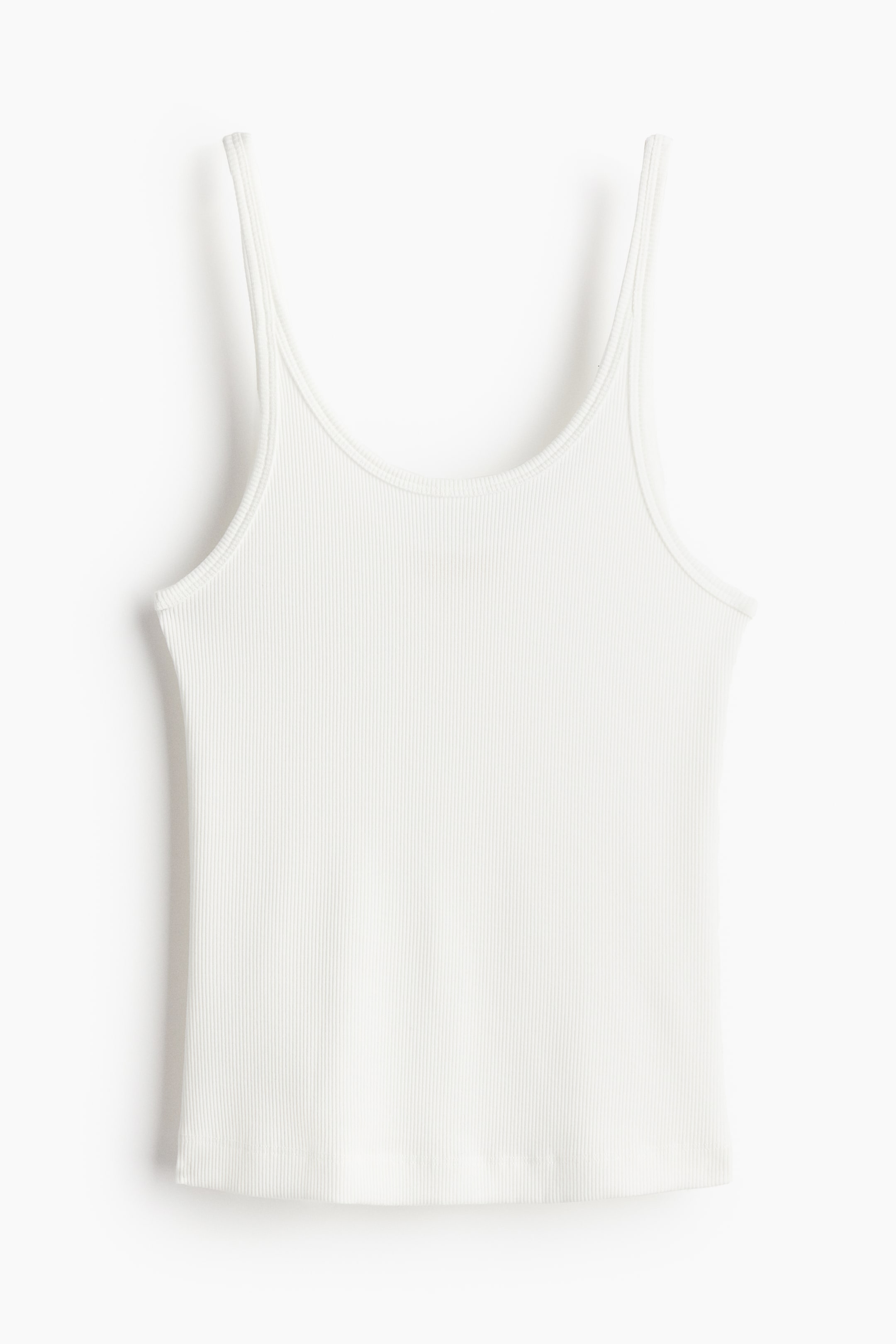 Ribbed Tank Top - Low-cut Neckline - Sleeveless - White - Ladies | H&M US