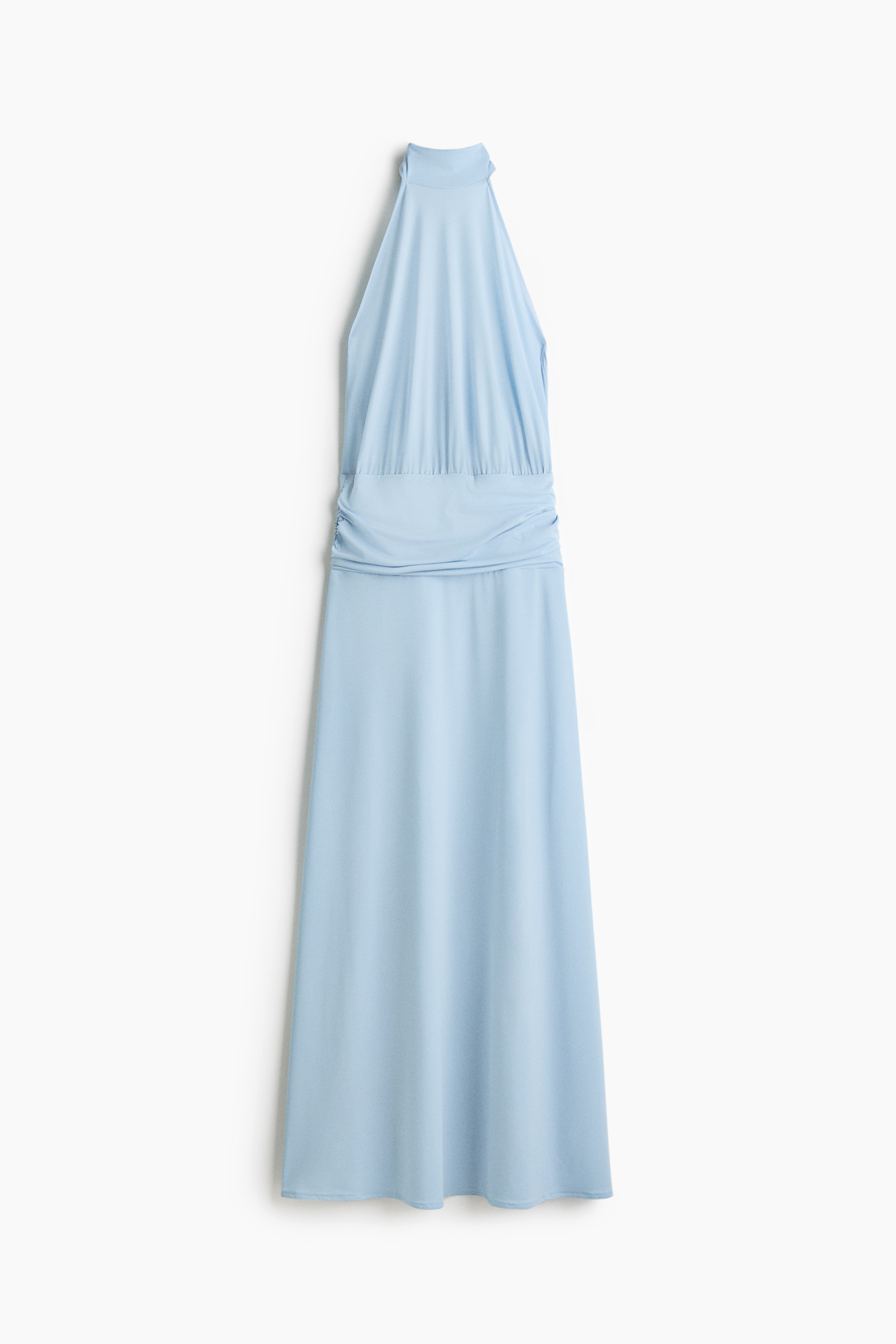 Halterneck Maxi Dress - Light blue/Dark brown