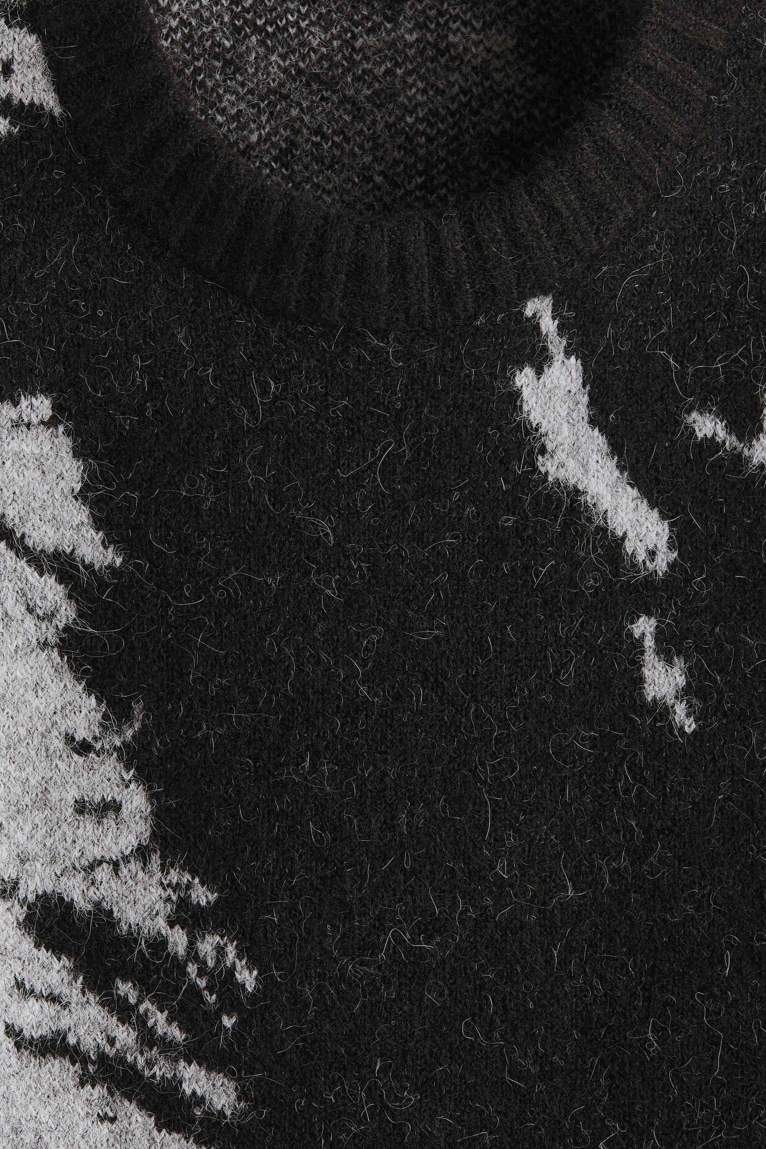 자카드 니트 스웨터 루즈핏 - 블랙/라이트 그레이/다크 그린/베이지 - 4