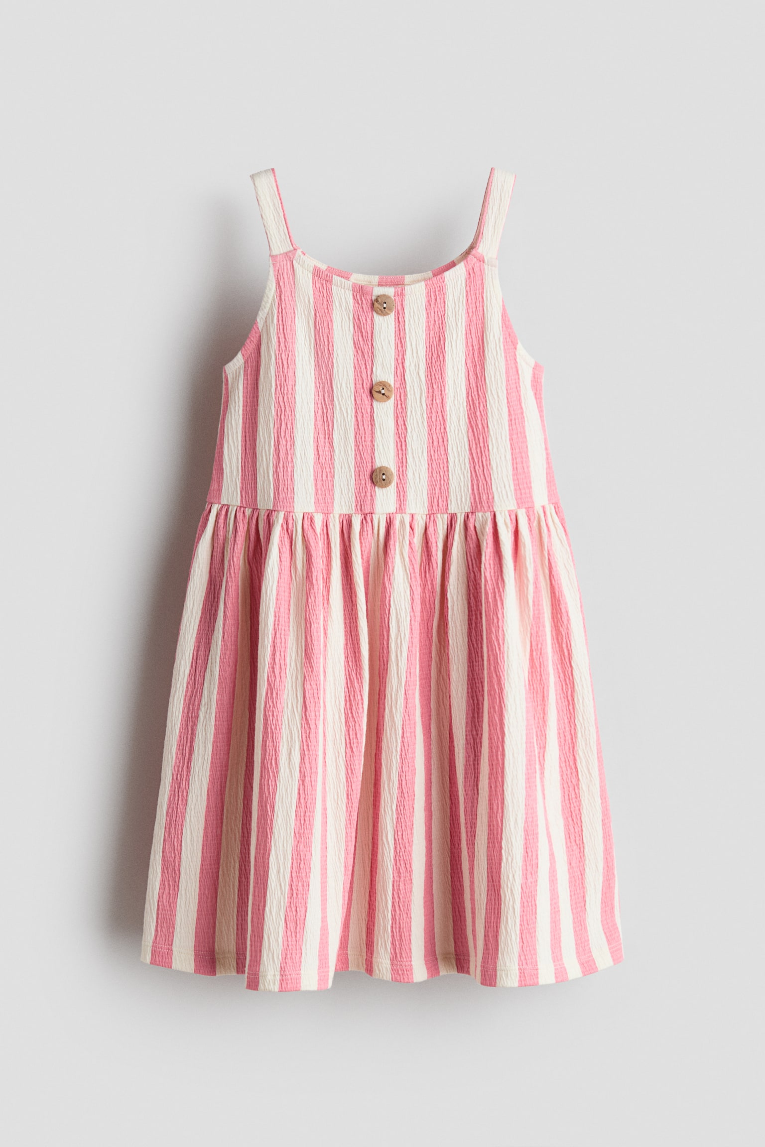 Haljina od reljefnog pamuka - Bela/ružičasta/pruge - 1