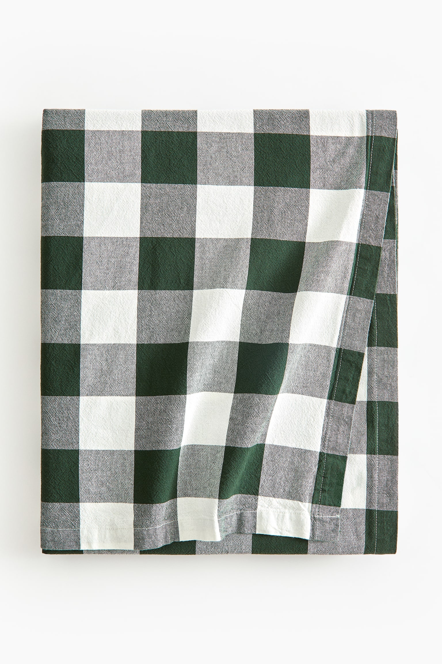 Patterned cotton tablecloth - Dark green/Checked - 1