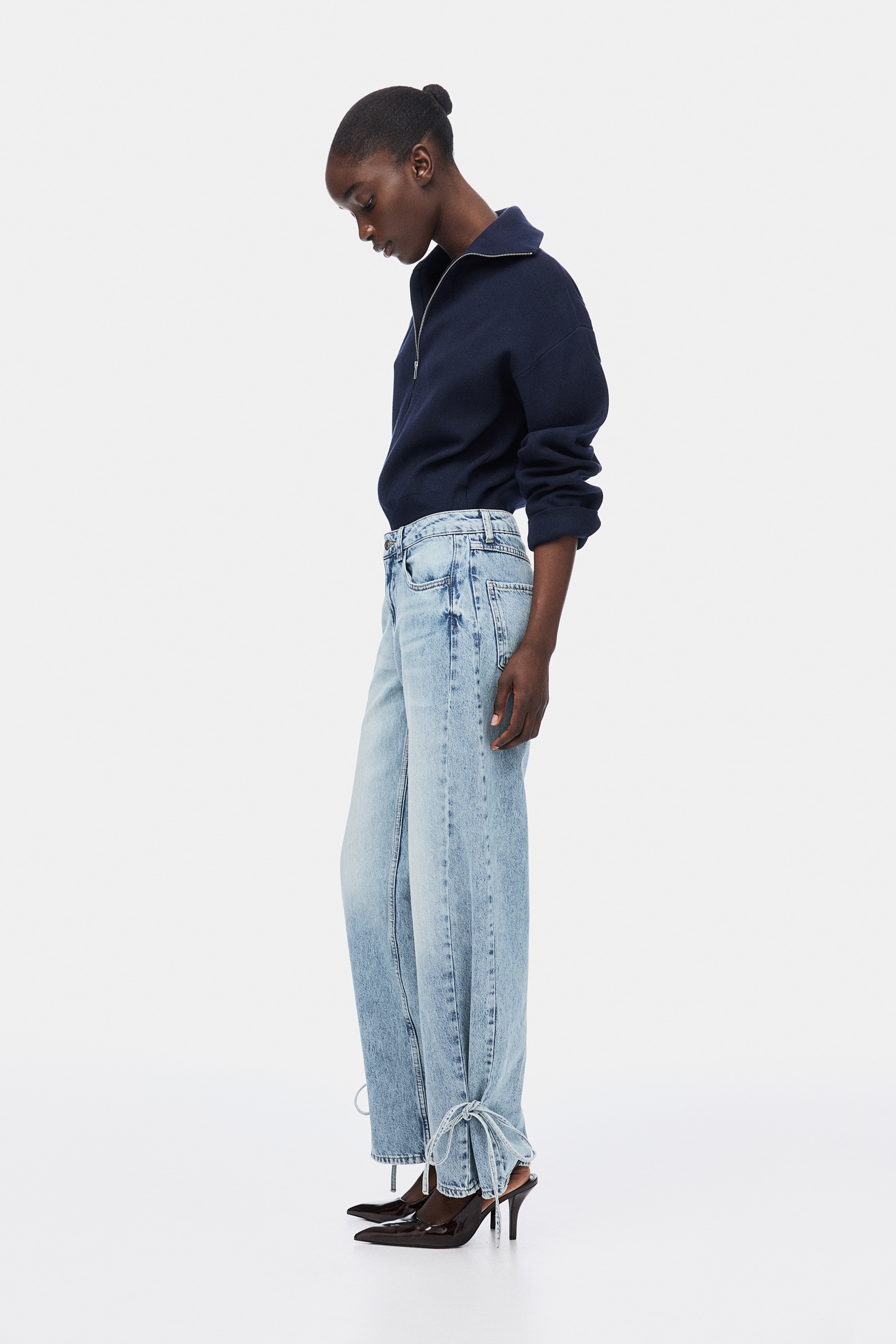 Straight High Waist Jeans - Bleu denim clair