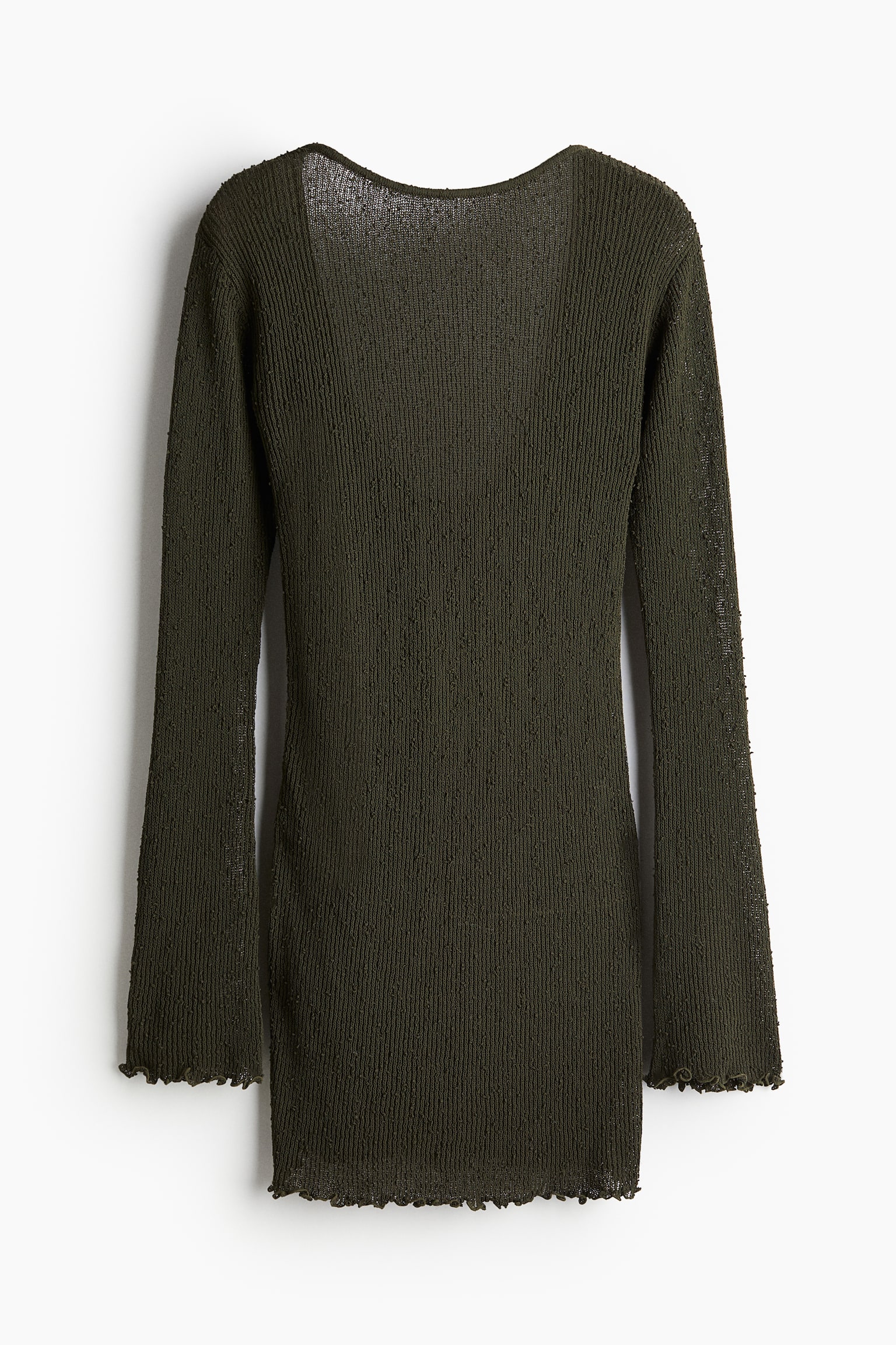 Deep Back Knit Dress - Dark khaki green/Beige/Black - 2