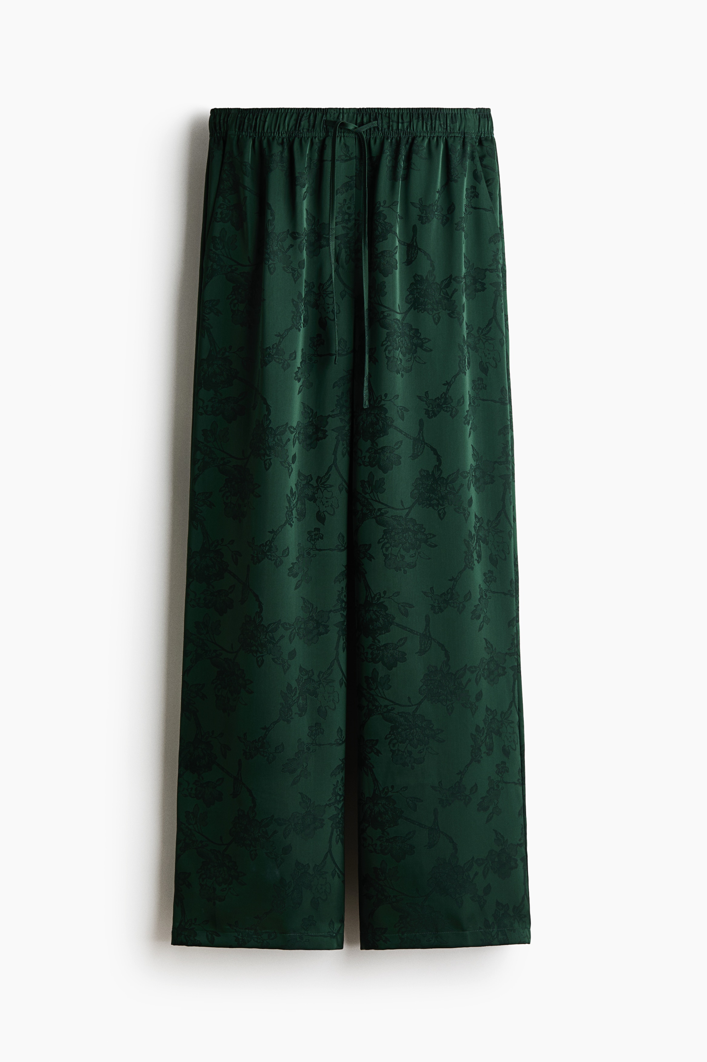 Jacquard-weave trousers - Dark green/Navy blue