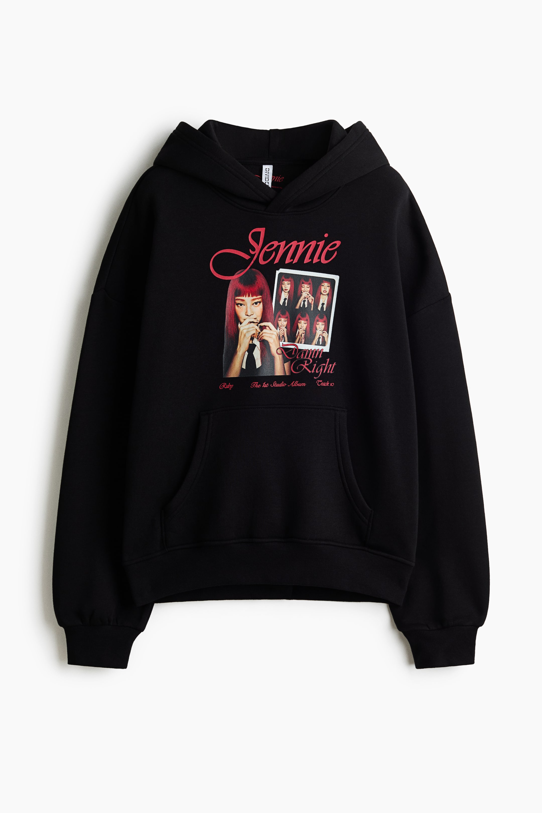 View larger image: Printed brushed-inside hoodie - Black/Jennie - Ladies | H&M 1