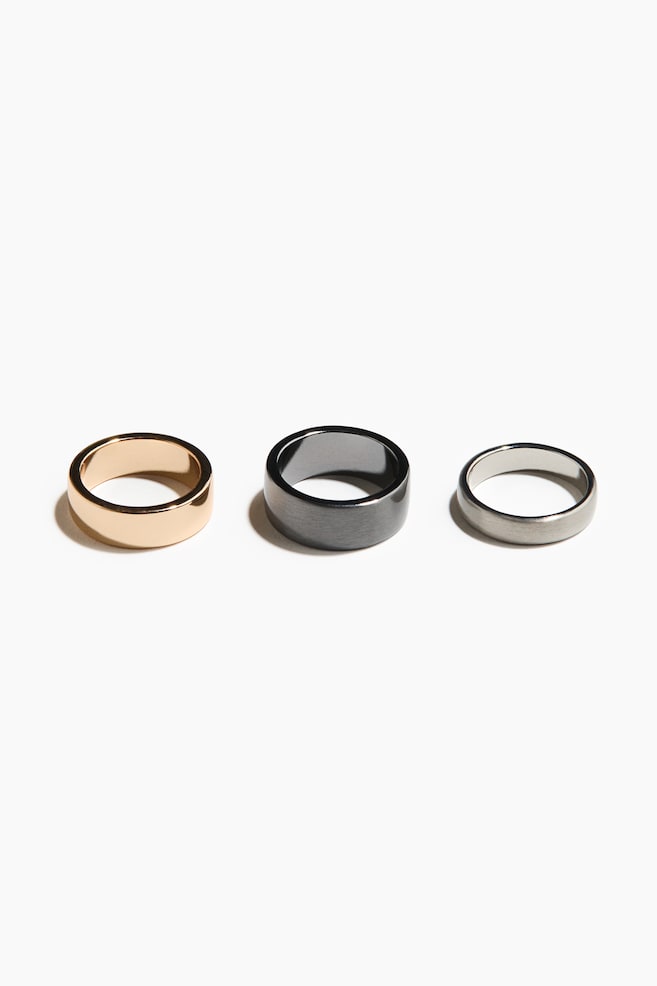 3-Pack Rings - Gold-colored/silver-colored - 1