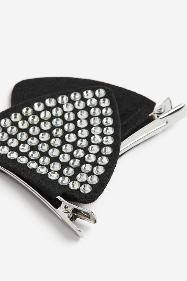 Fermagli per capelli con orecchie di gatto pezzi Nero/strass