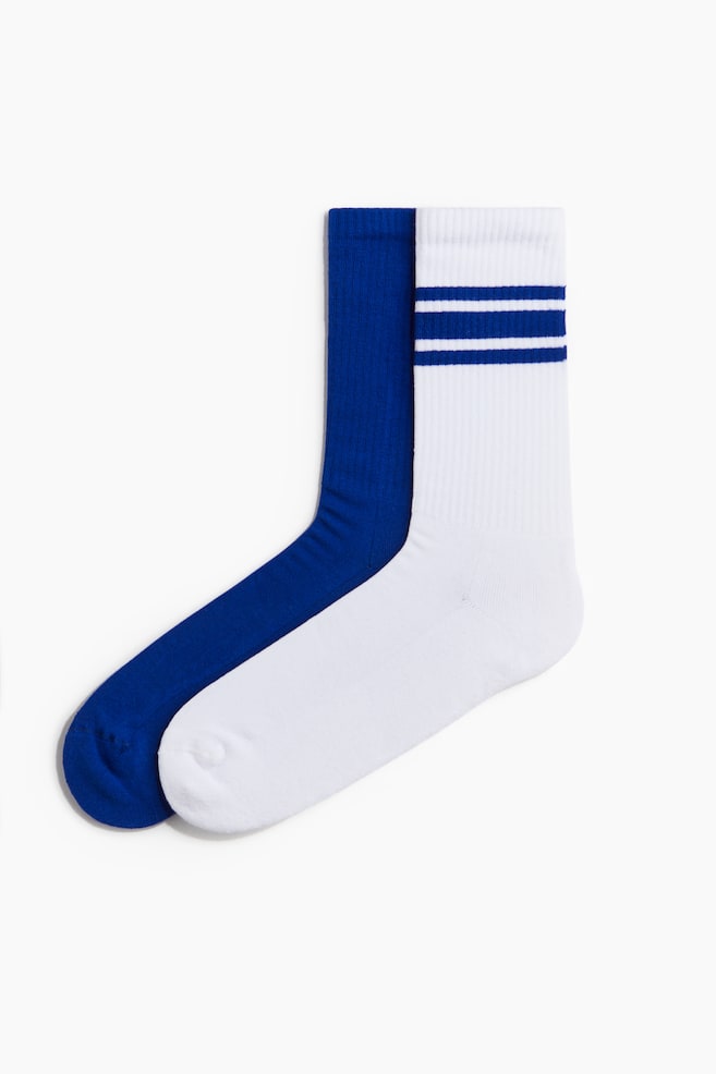 2-pack socks - Blue/White/Green/White/Black/White - 1