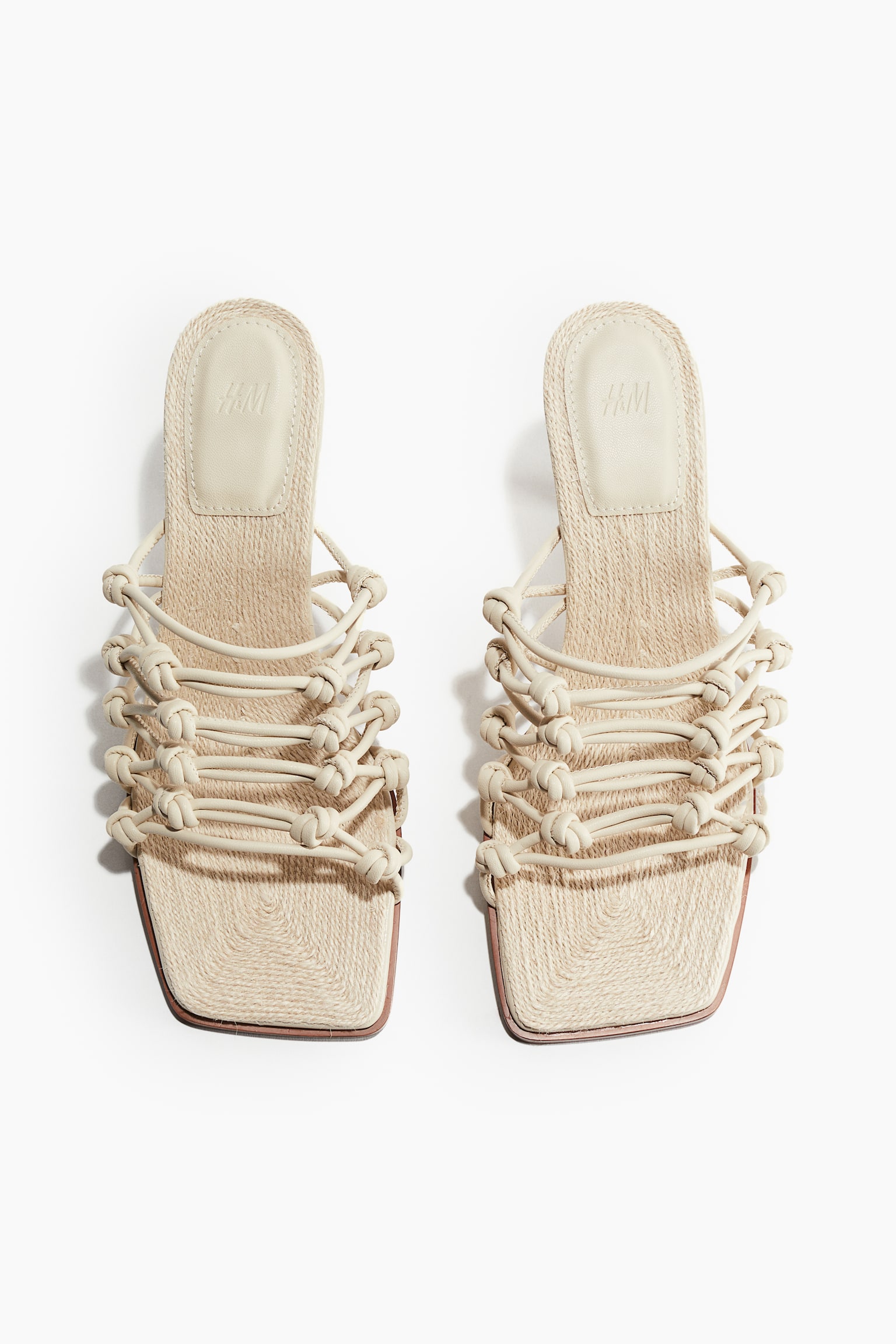 Knot-detail Heeled Sandals - Light beige/Black - 4