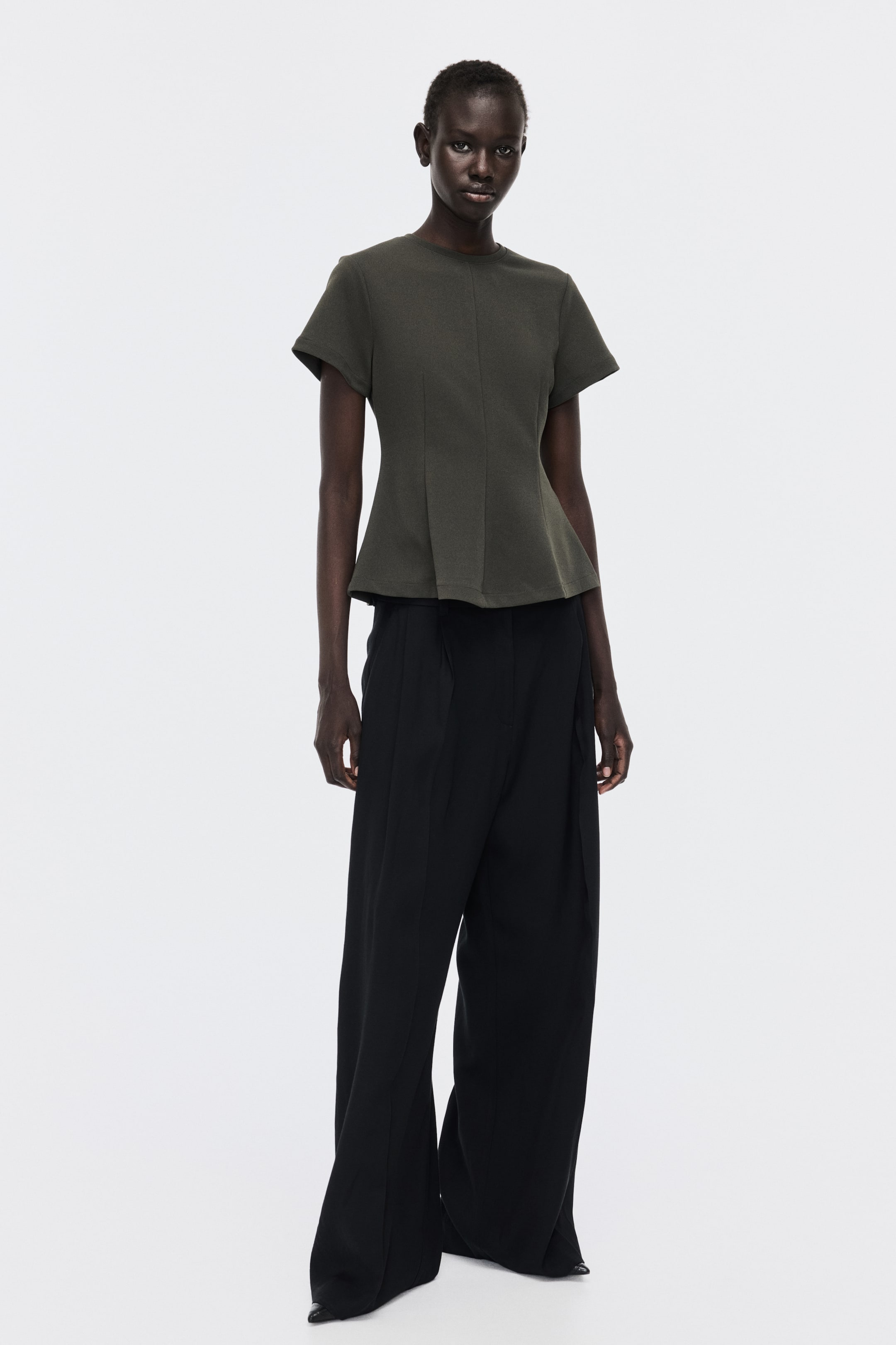 View larger image: Waisted top - Dark green - Ladies | H&M MY 2