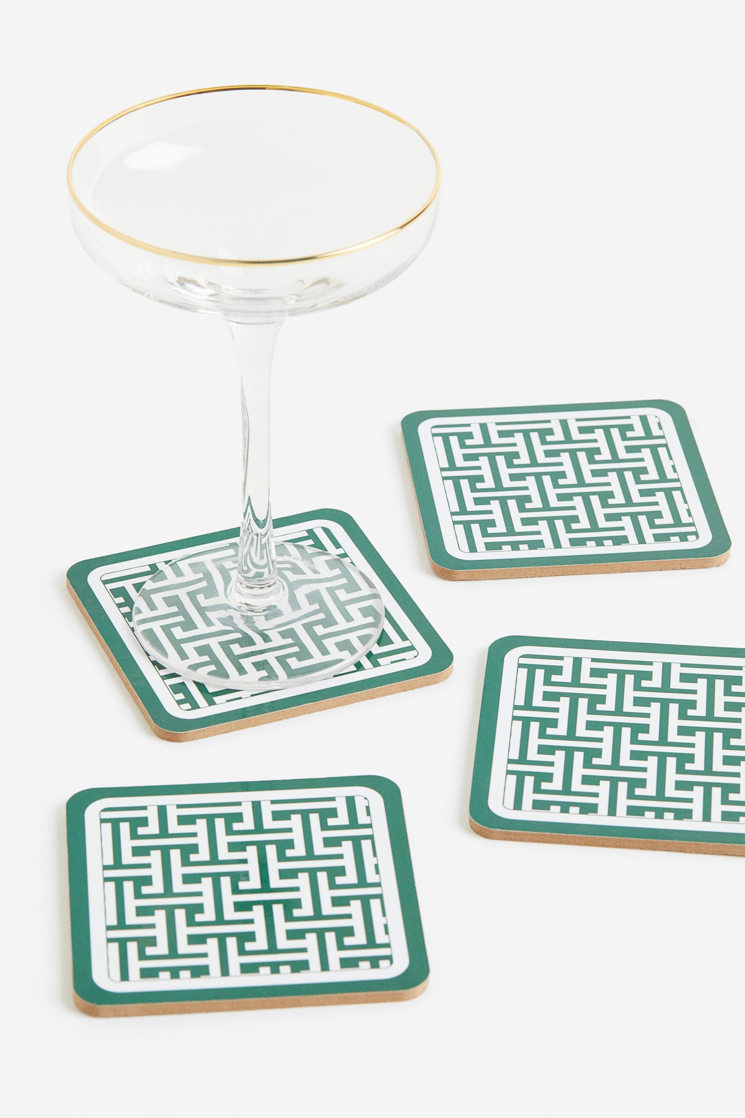 Lot de 4 sous-verres à motif graphique - Vert/motif - 3