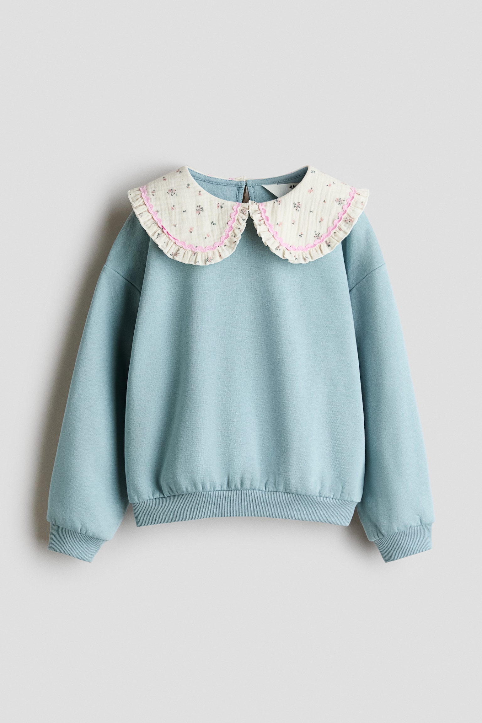 Collared sweatshirt - Light turquoise/Floral