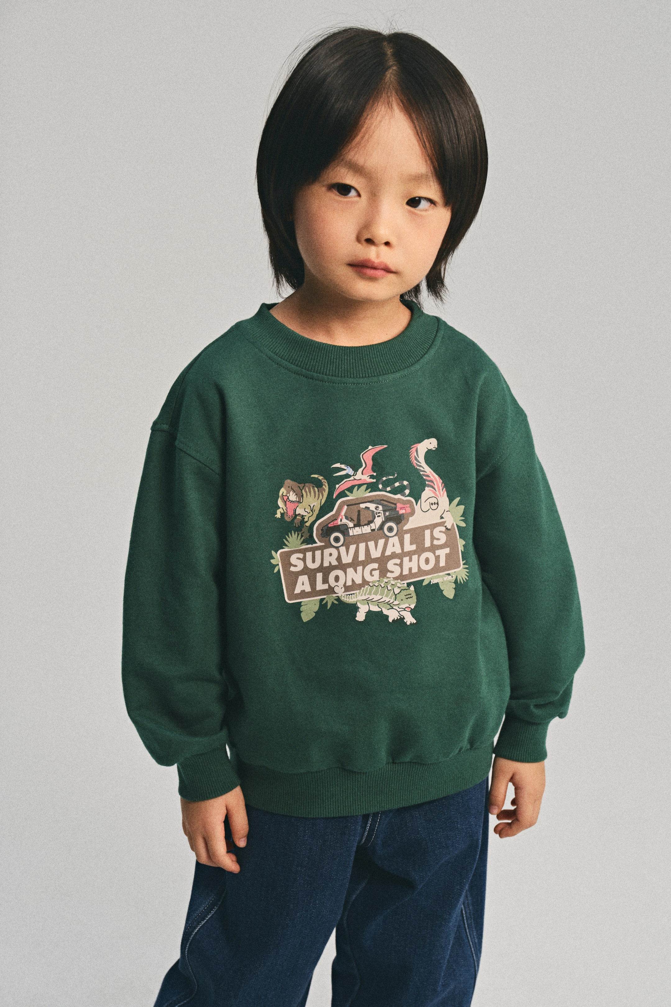 拡大画像を表示: プリントデザインスウェットシャツ - グリーン/ジュラシック・ワールド | H&M JP 1