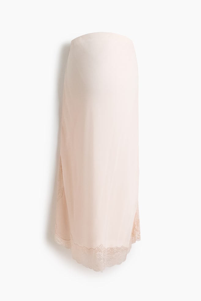 MAMA Viskoseskjørt med blondekant - Lys rosa - 1
