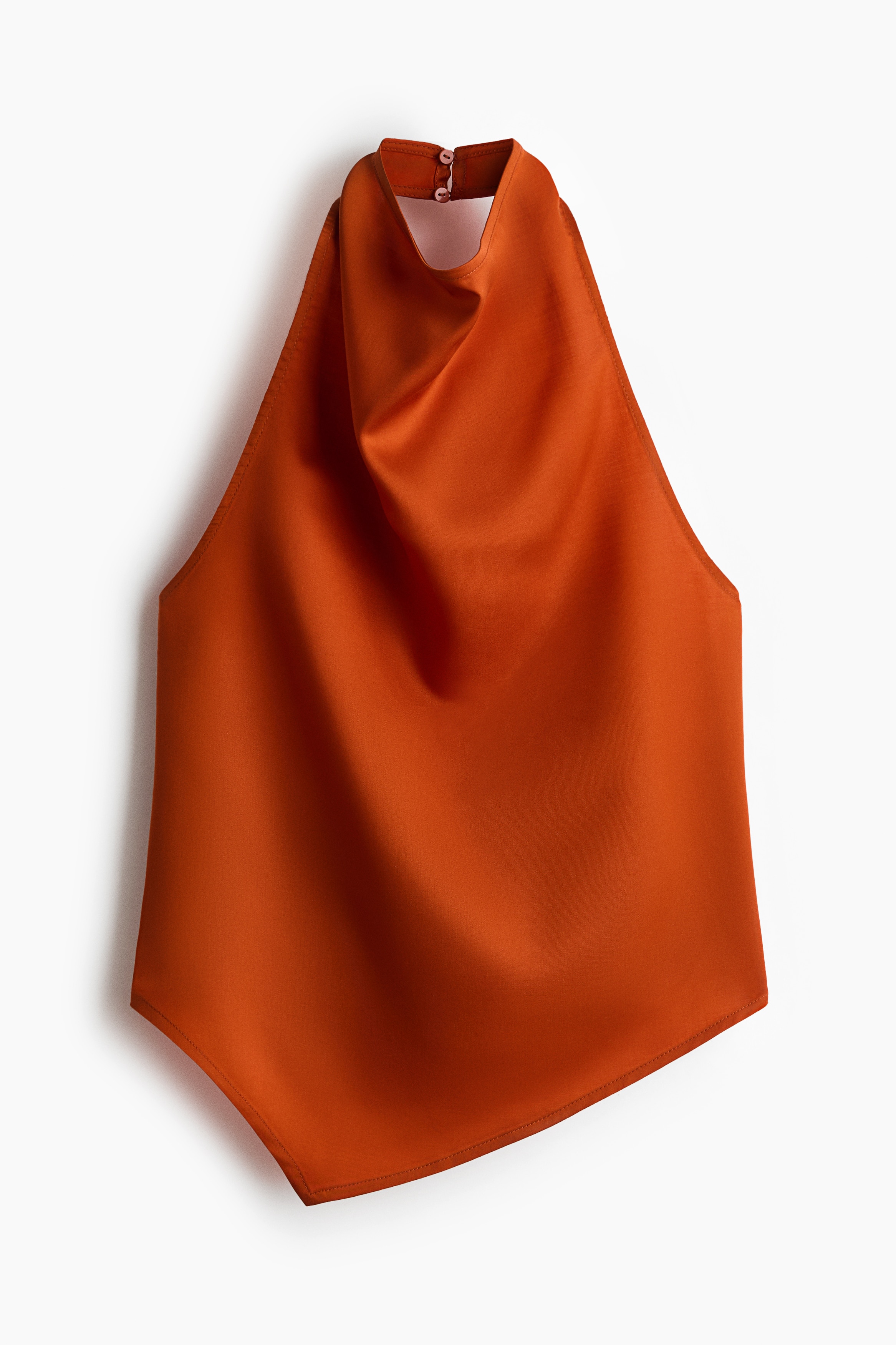 Asymmetric halterneck top - Dark orange/Black