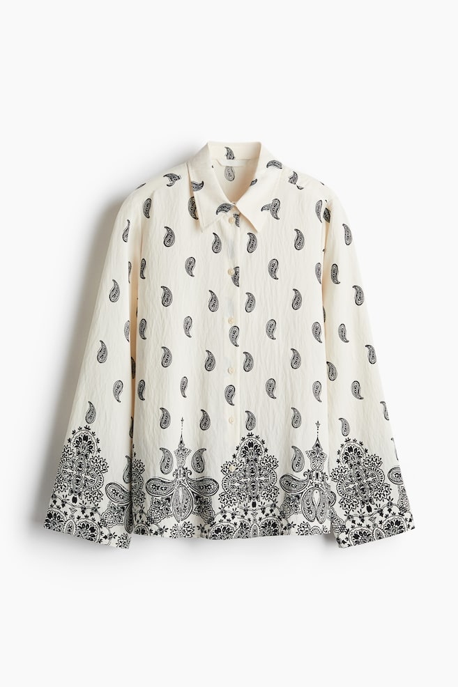 Twill overhemdblouse met dessin - Roomwit/paisleydessin - 1