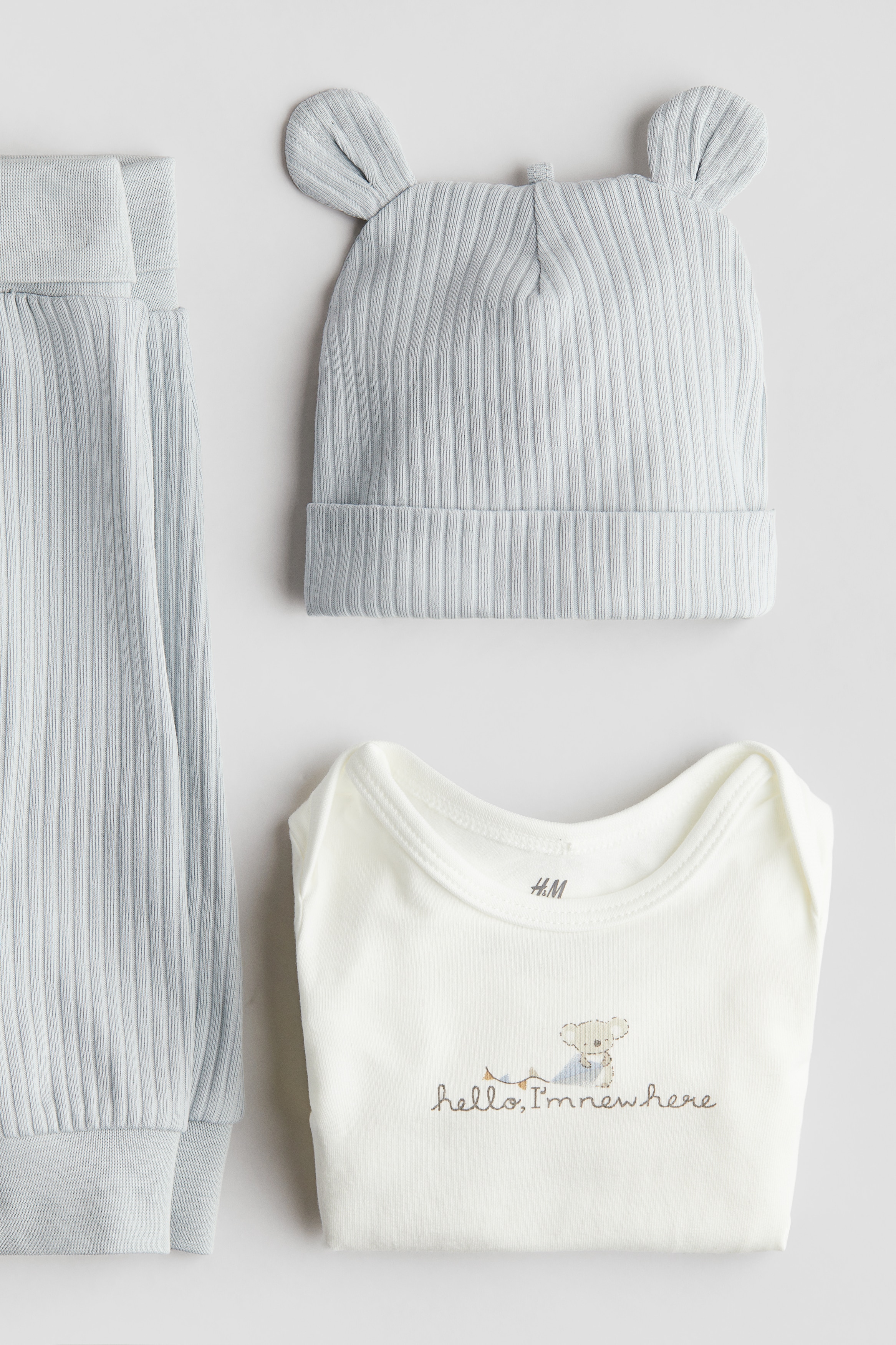 Light turquoise/koala 3-piece Cotton Jersey Set for kids | H&M US