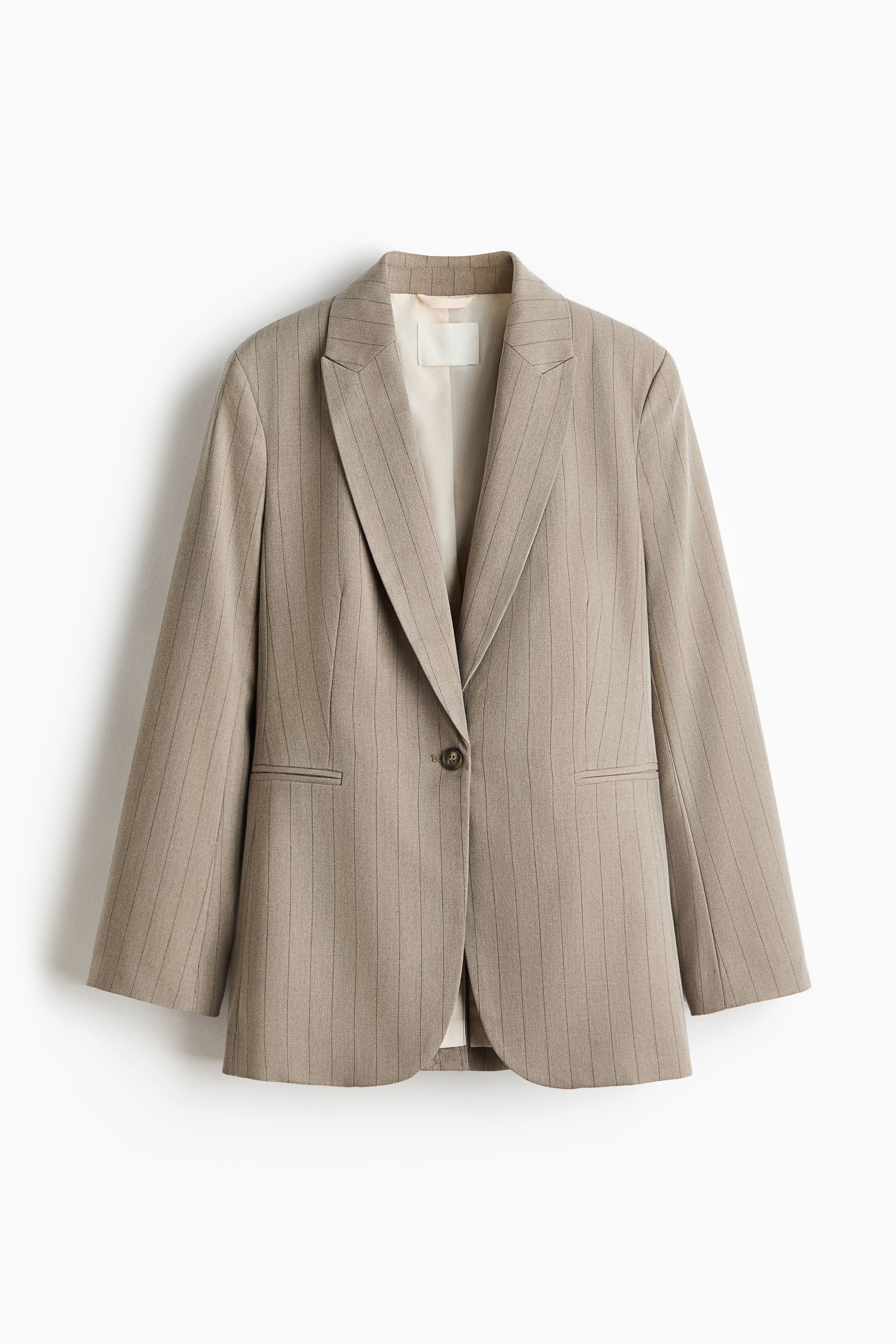 Einreihiger Blazer - Beige/Nadelstreifen/Schwarz/Rosa