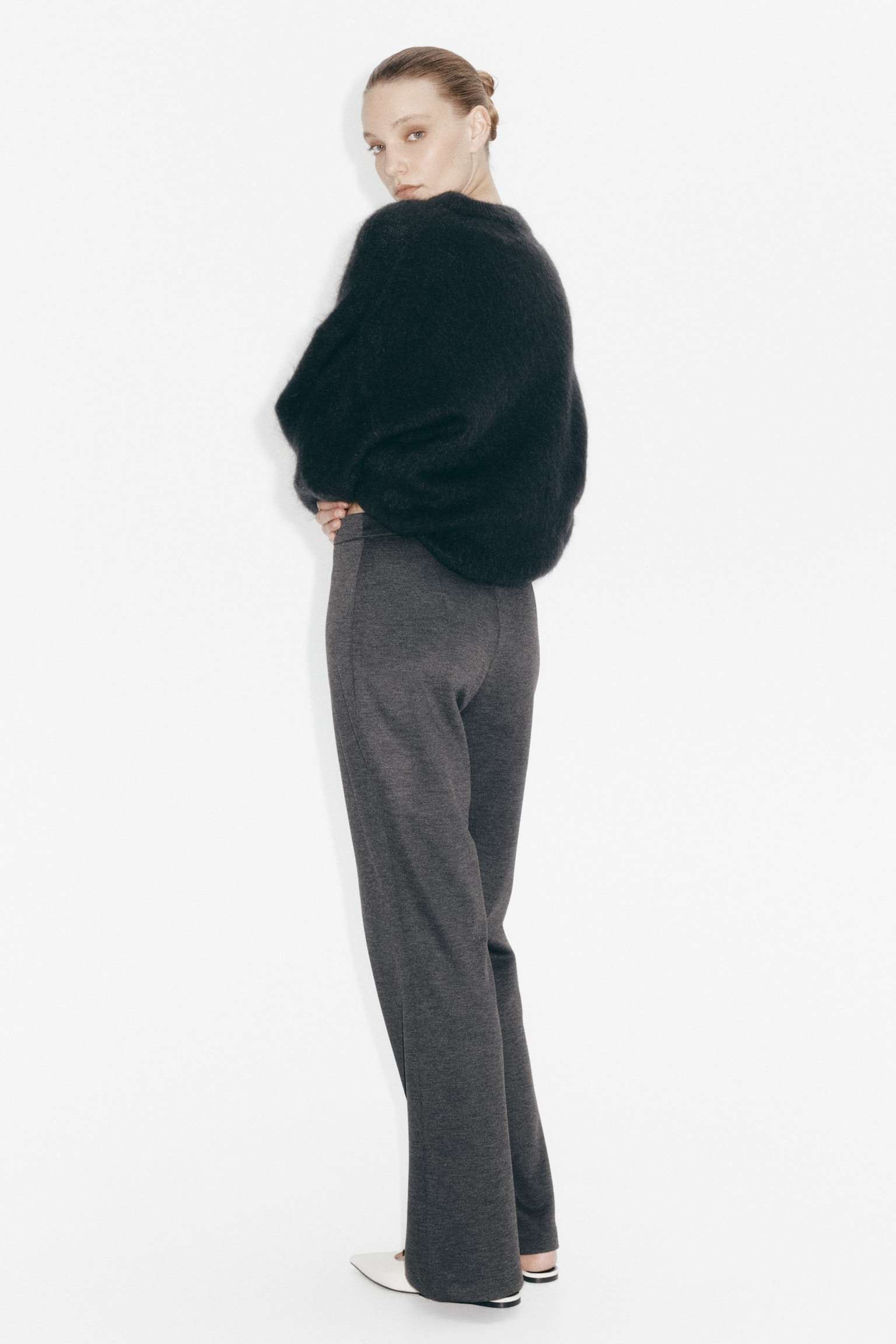 Bootcut crease-front trousers - Dark grey/Dark brown/Black - 4