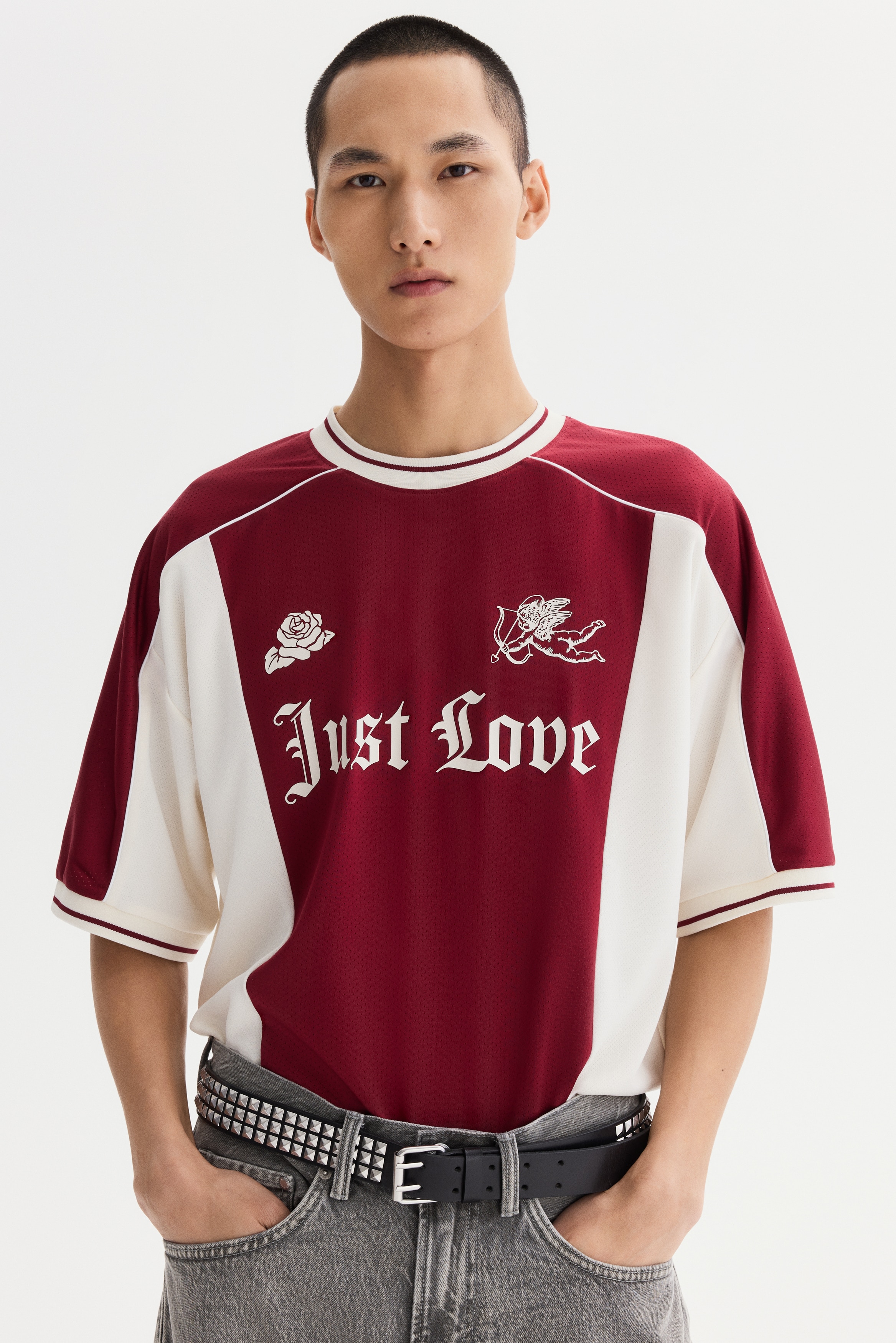 Áo thun Loose Fit - Màu đỏ/Just Love/White/Just Love