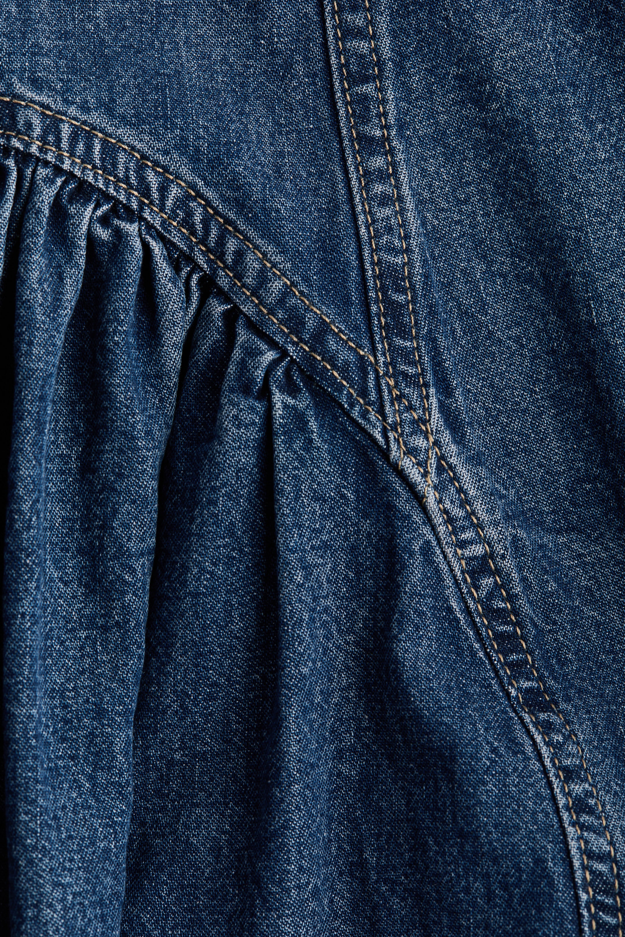 Flared-Skirt Denim Dress
