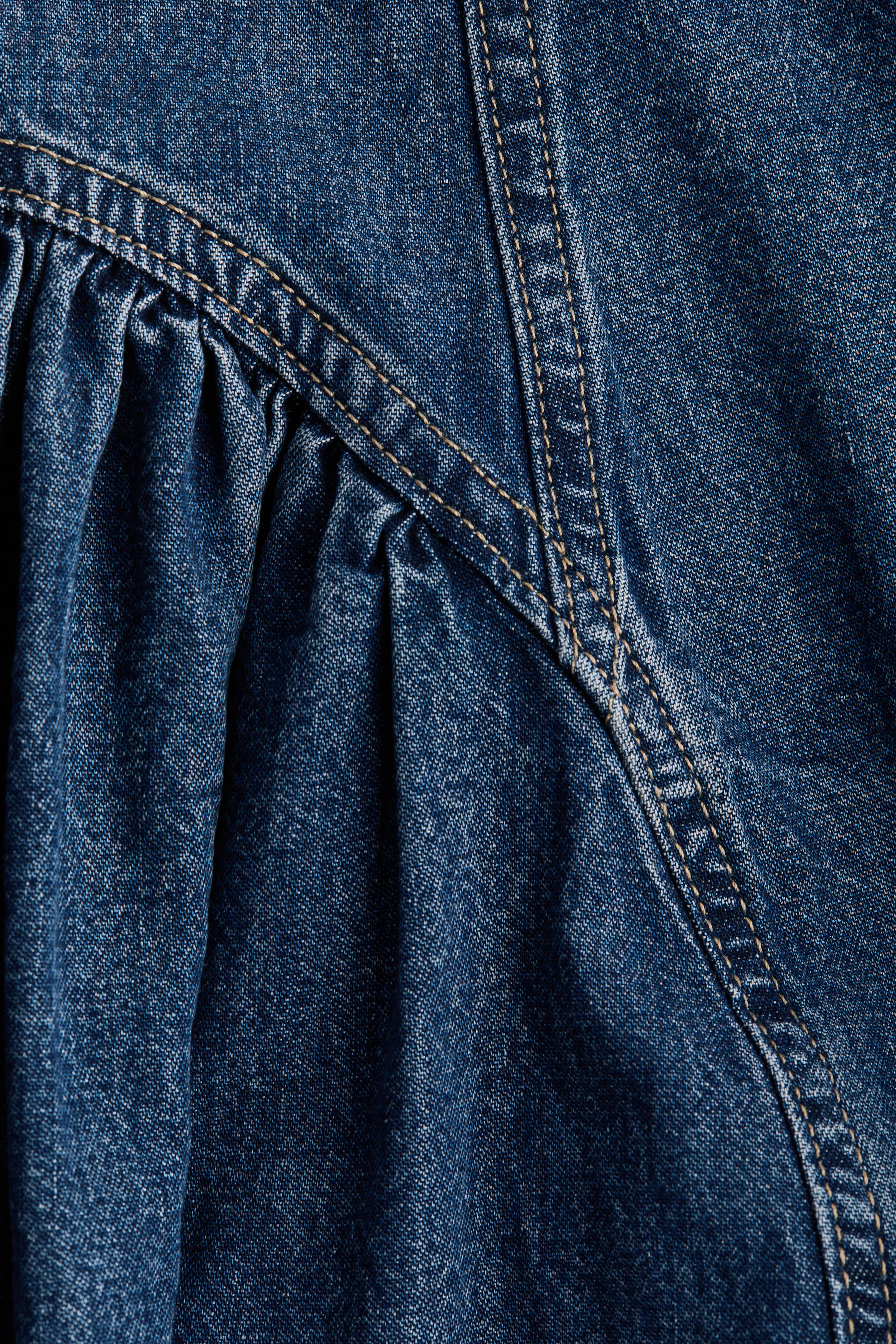 Flared-Skirt Denim Dress