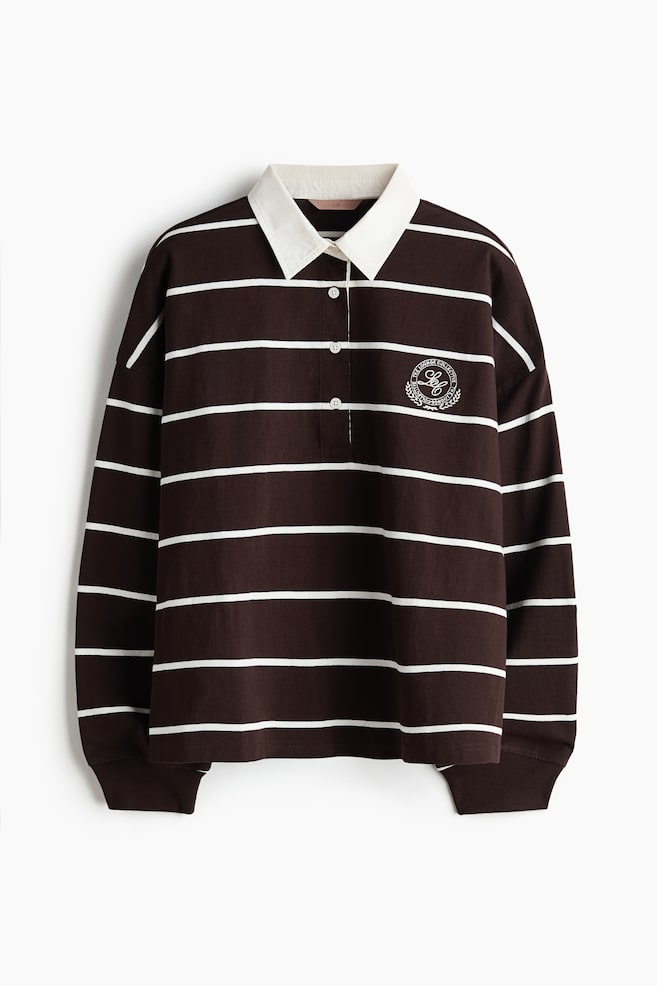 Rugbyshirt aus Baumwolle - Dunkelbraun/Gestreift - 1