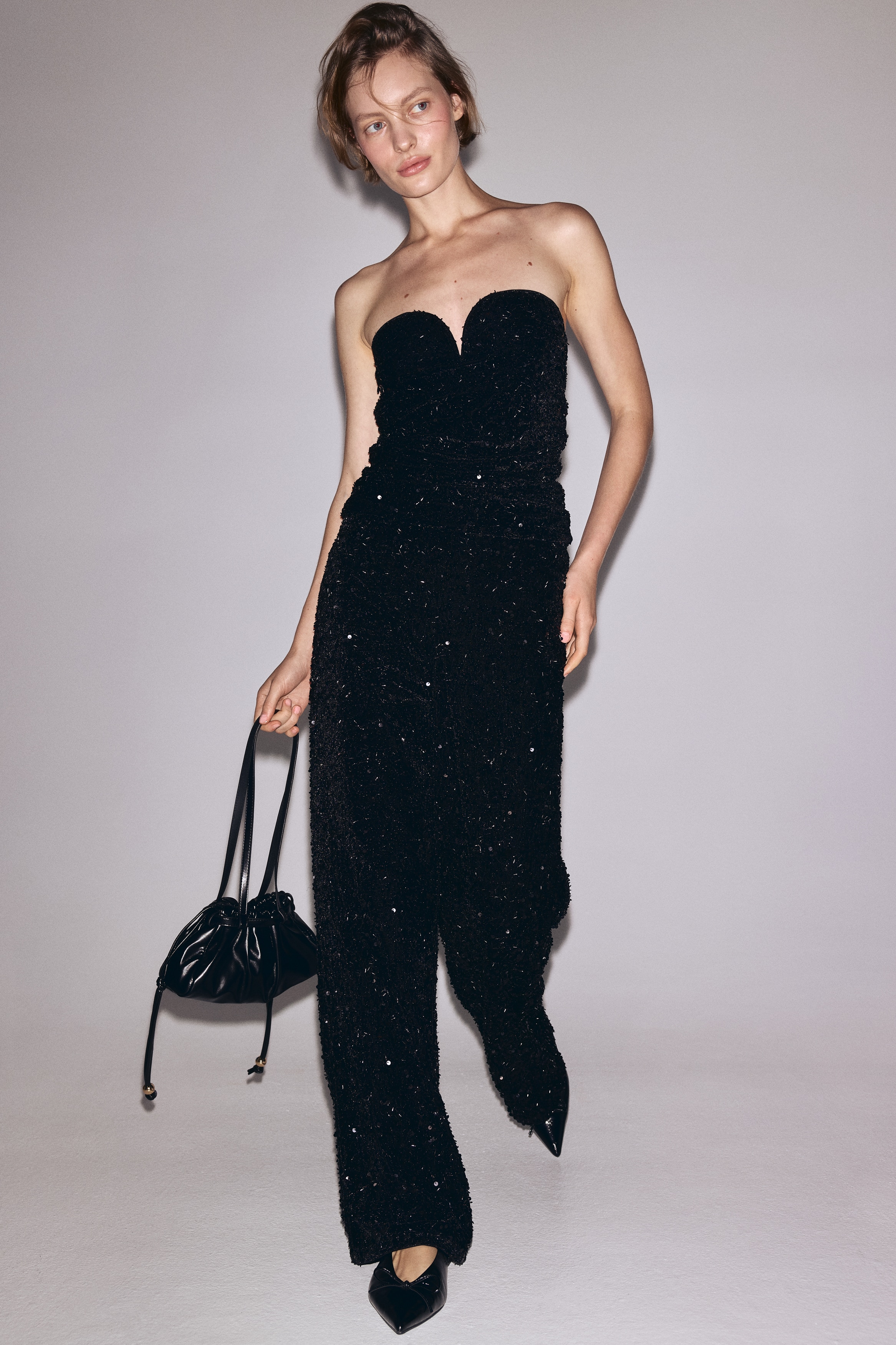 Pantaloni con paillettes - Nero/Turchese scuro/Marrone scuro