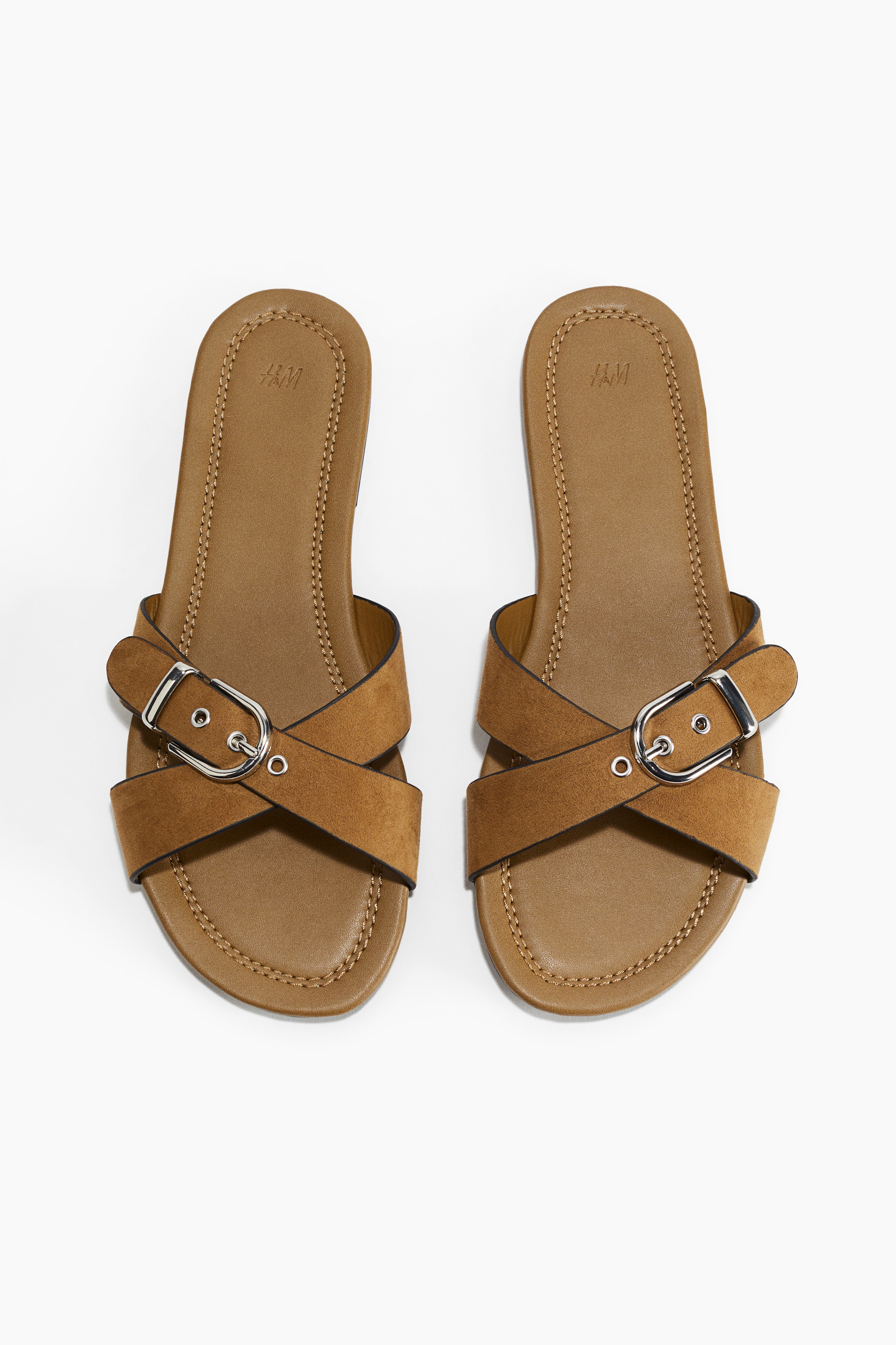 交叉飾帶涼鞋 - 米色/黑色/奶油色/深咖啡色