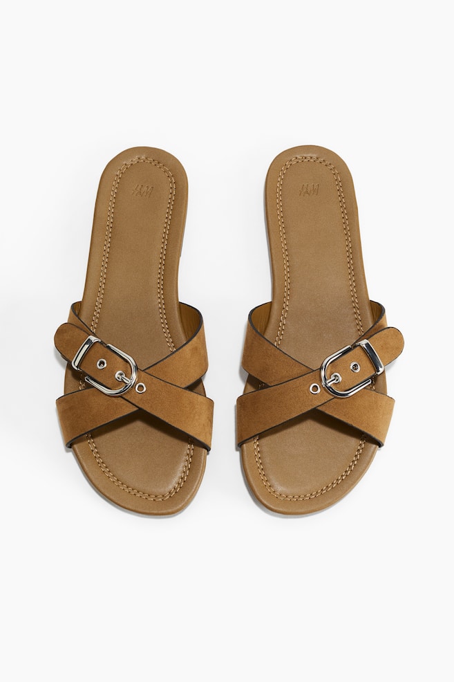 Sandalen mit gekreuzten Riemen - Beige/Schwarz - 1