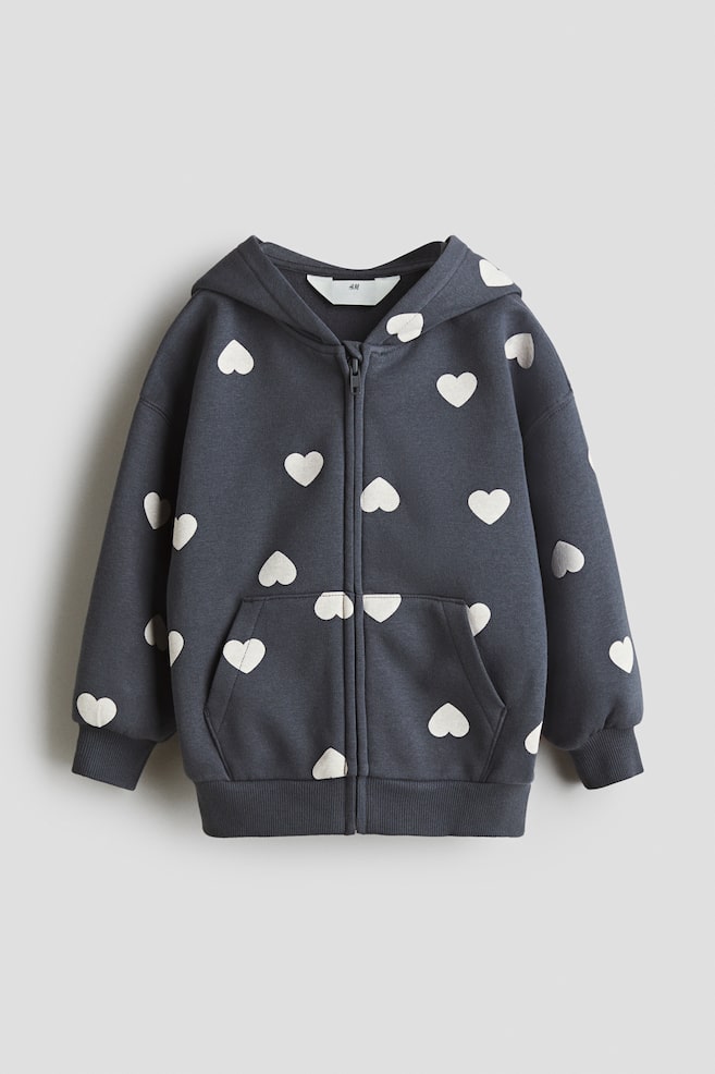 Oversized Hooded Jacket - Dark gray/hearts/Light beige melange/Light pink/Purple/hearts/Bubblegum pink - 1
