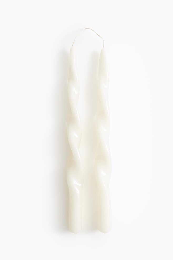 2-pack spiral taper candles - White - 1