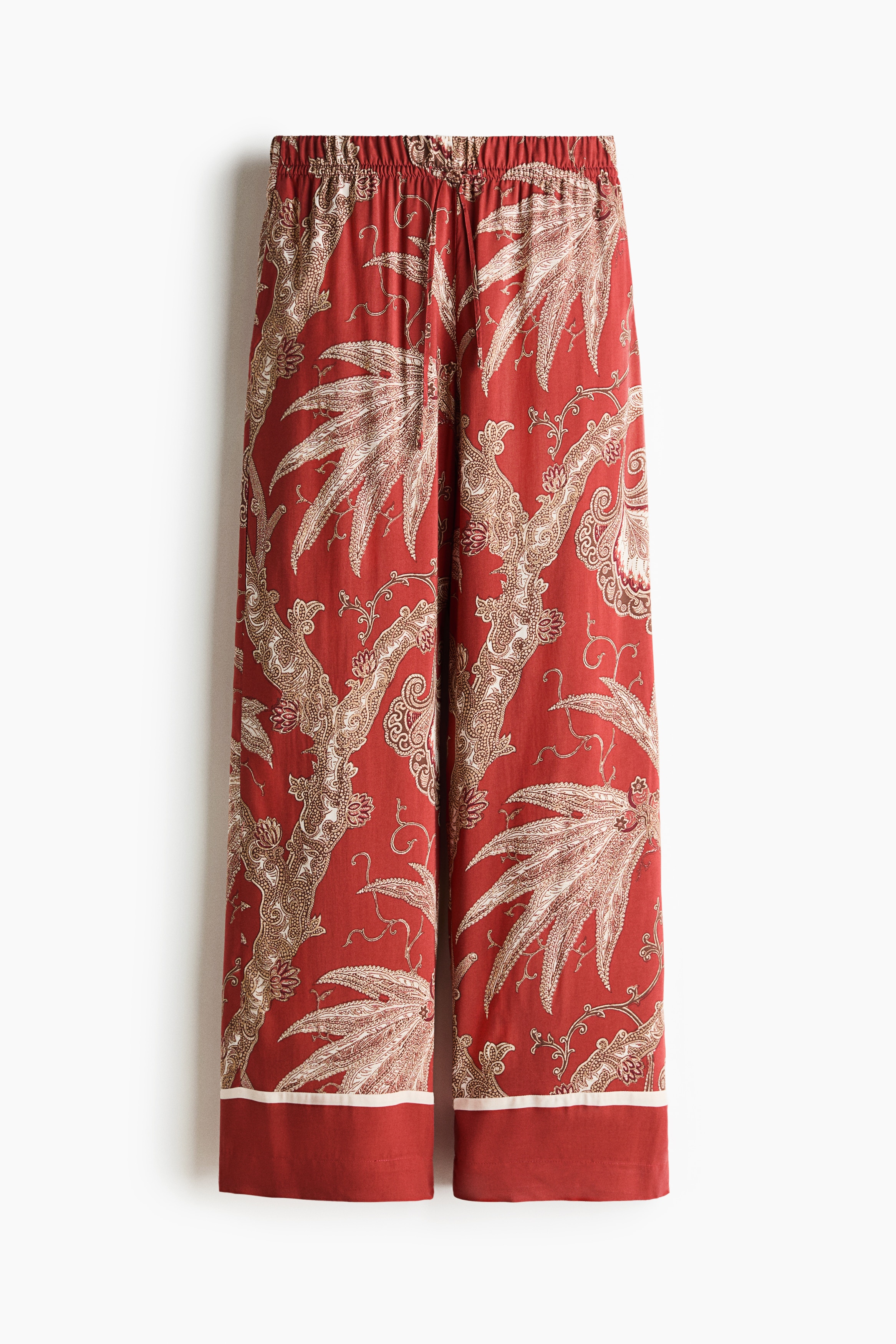 Pantaloni pull-on ampi-Rosso/motivi cashmere