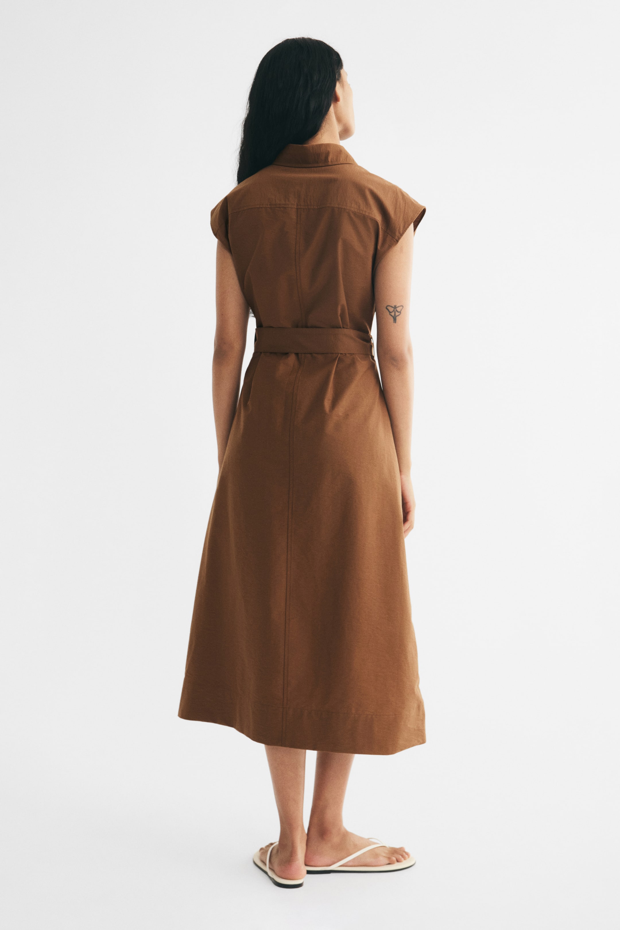 Tie-Belt Dress with Collar