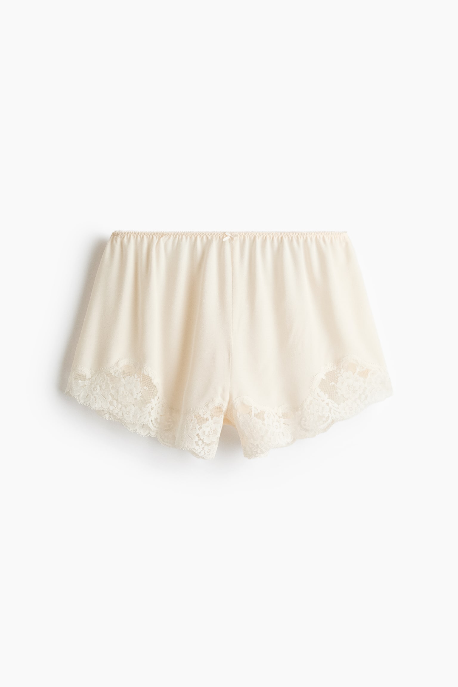 מכנסי פיג'מה קצרים עם תחרה - קרם/ורוד אפרסק בהיר - 1