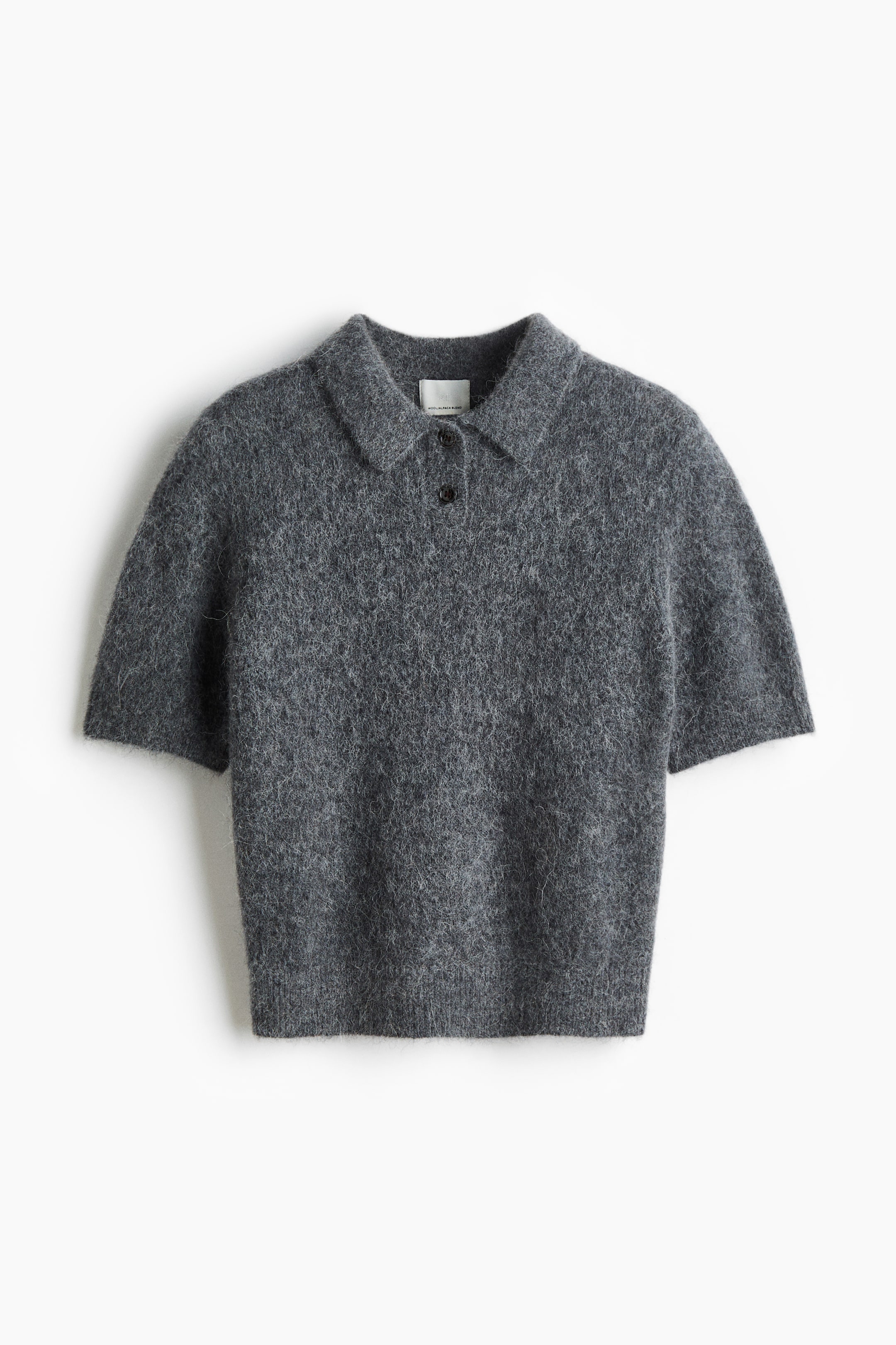 Ampliar la imagen: Alpaca-blend polo shirt - Gris jaspeado oscuro - Ladies | H&M MX 1