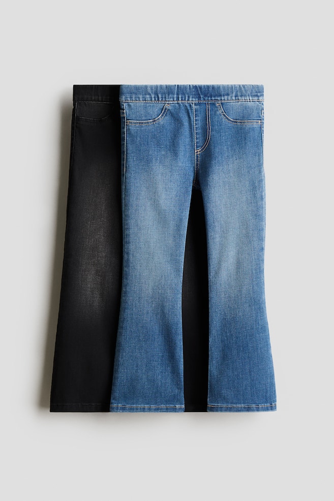 Set van 2 flared jeggings van denim - Washed denimzwart/denimblauw - 1