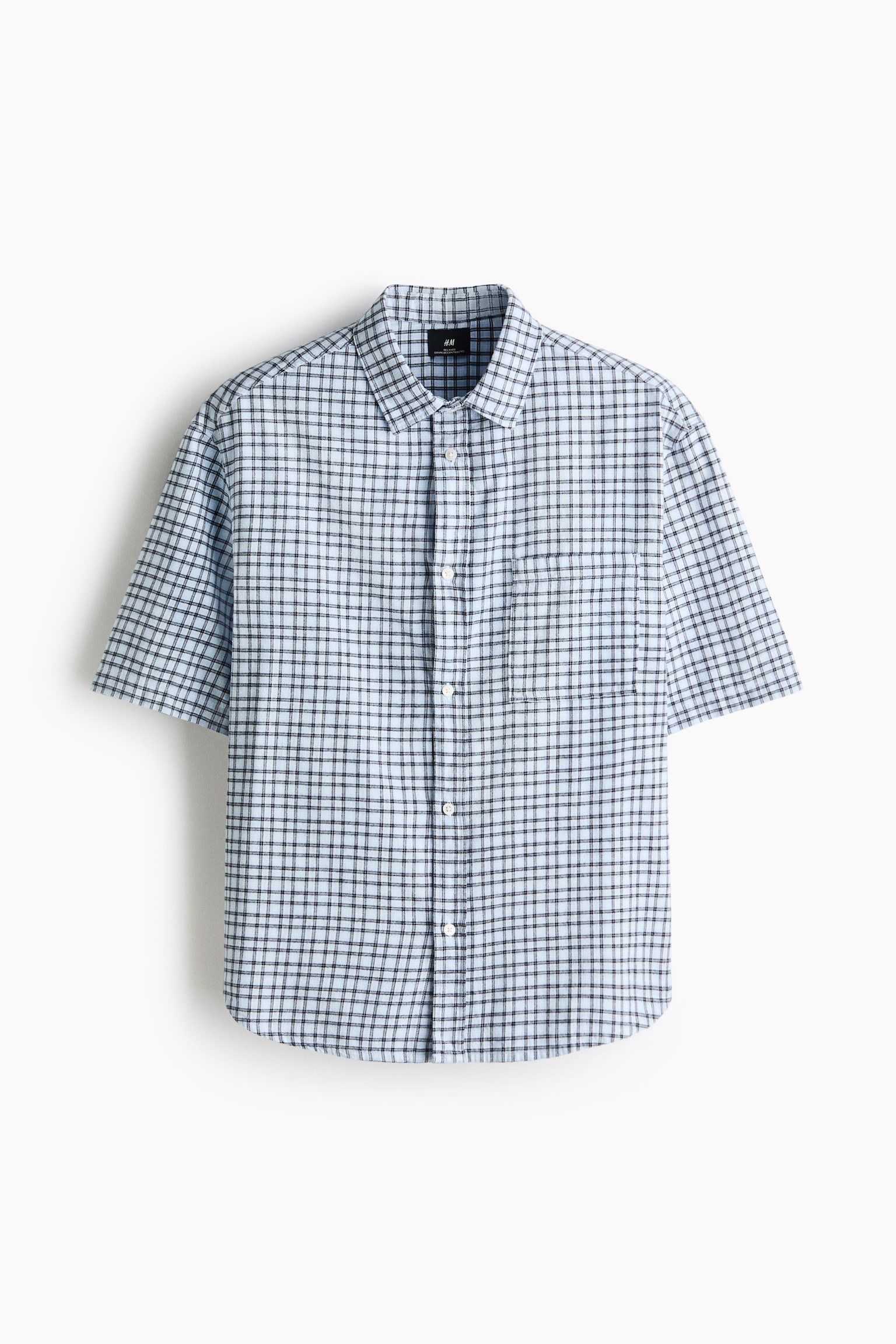 Relaxed Fit Cotton flannel shirt - Light blue/Checked/Light green/Checked - 1