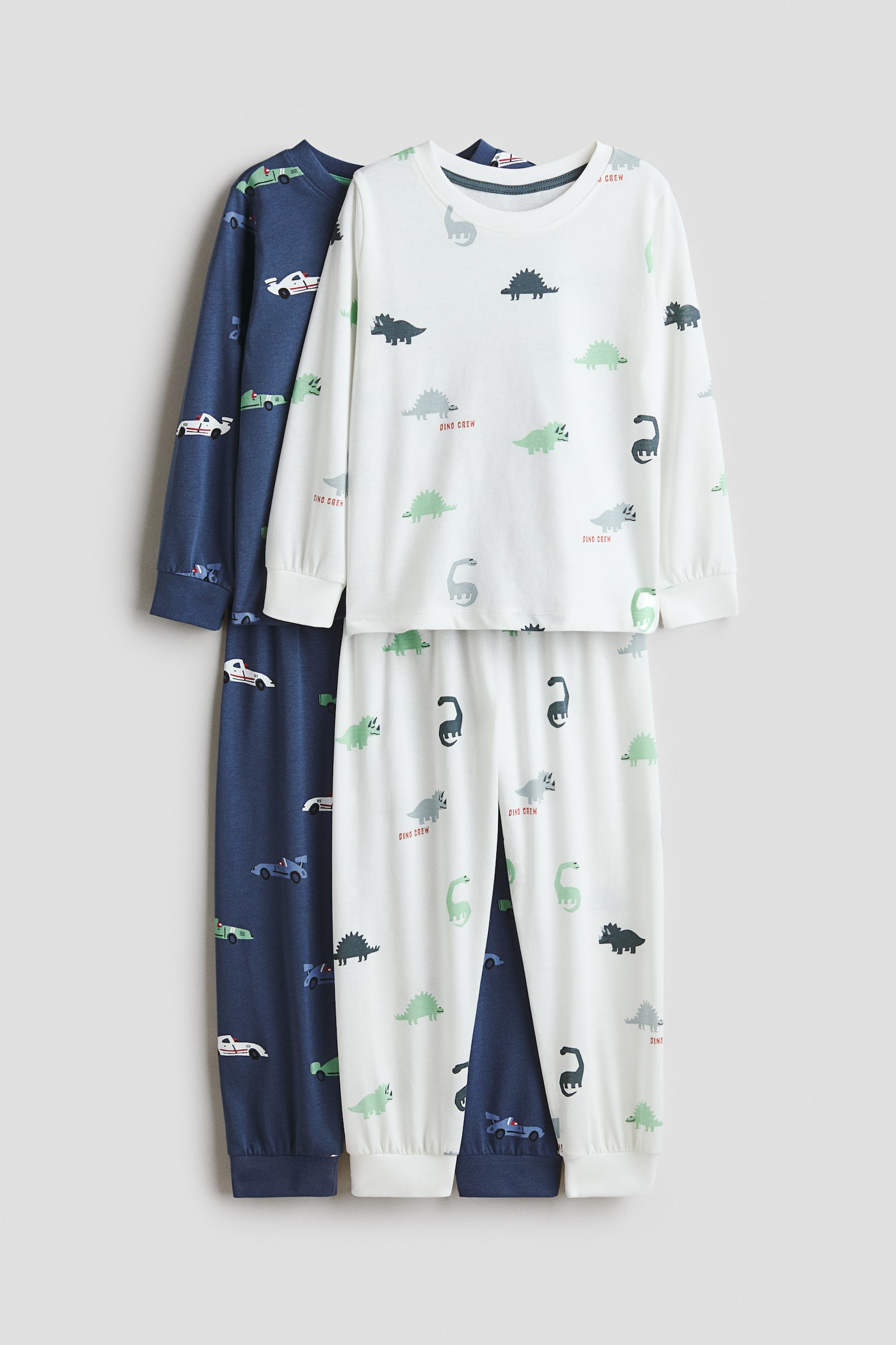 2套入圖案棉質睡衣套裝 - Dusty blue/Patterned/Light blue/Tigers/淺灰土耳其藍/太空/淺黃色/交通工具/海軍藍/泰迪熊/淺灰混色/綠色條紋/海軍藍/太空