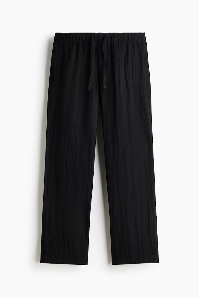 Relaxed-Fit Crinkled Drawstring Pants - Black/Taupe - 1