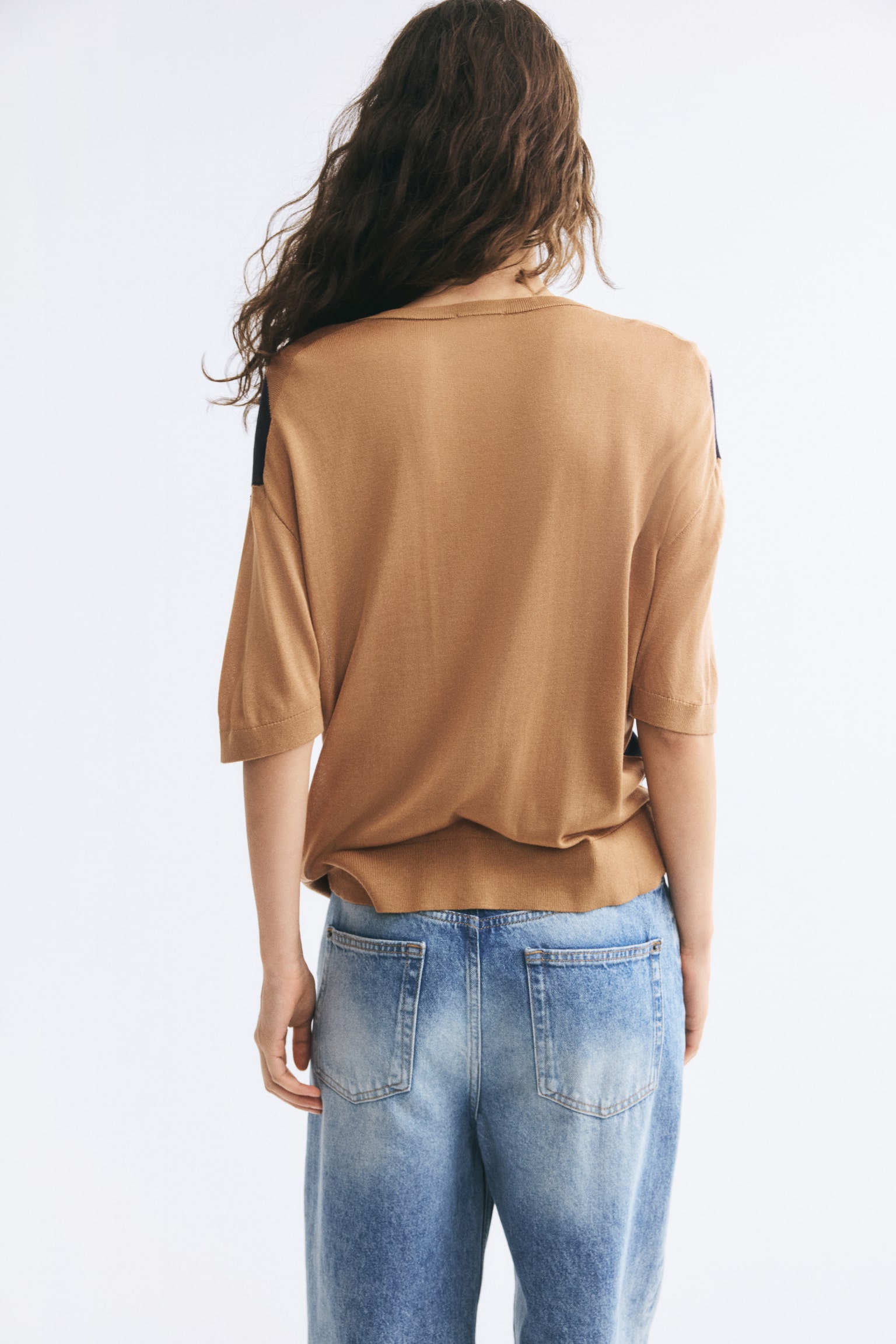 Женский топ H&M Intarsia-Knit, цвет: Тёмный бежевый / С ромбами — фото 4