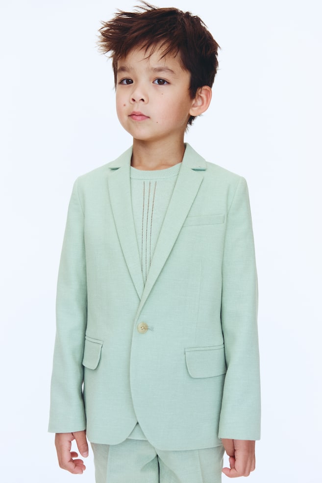 Single-breasted Jacket - Mint green/Light beige/Brown - 2