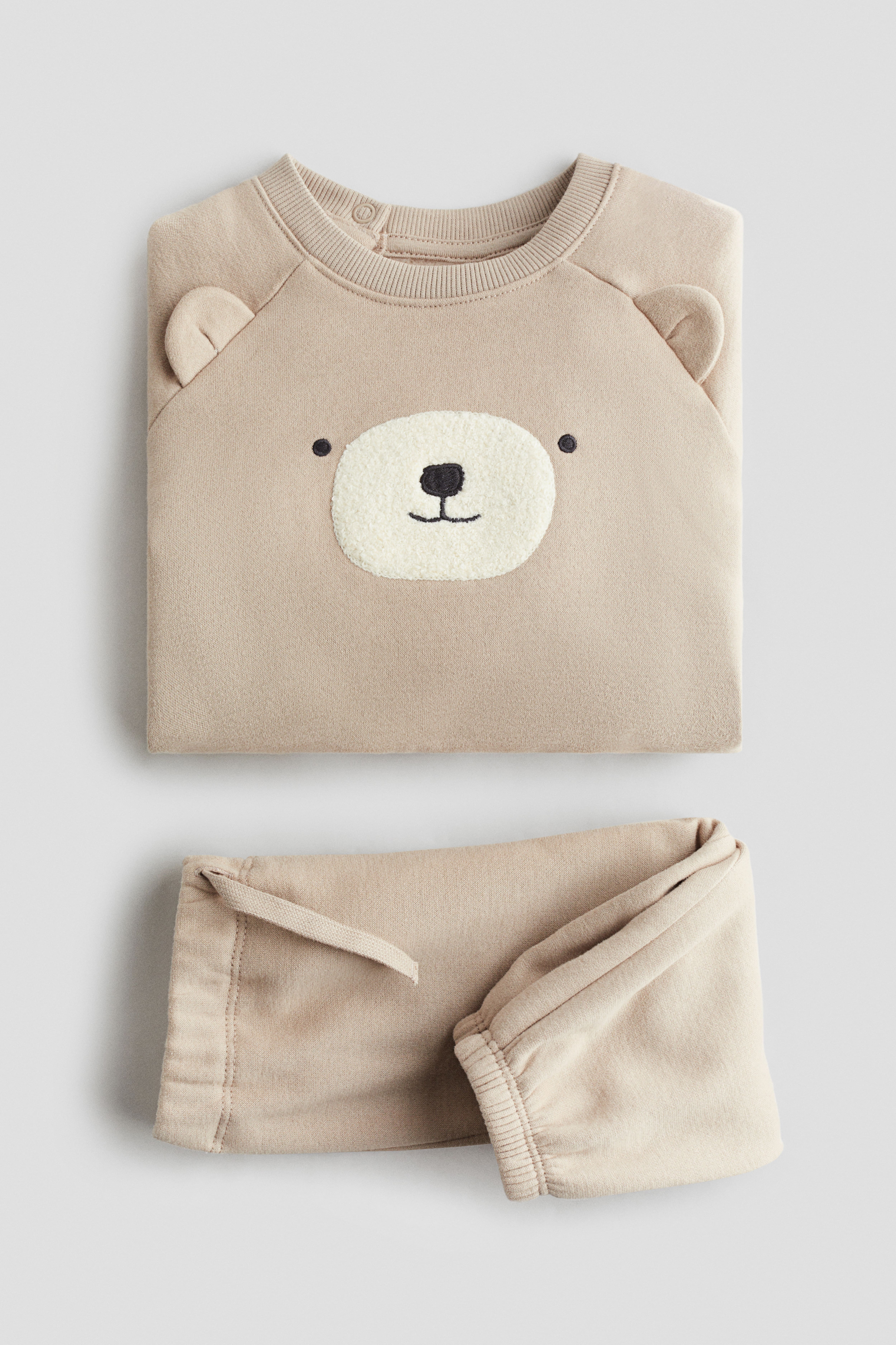2-Piece Teddy-Detail Sweatshirt and Joggers Set