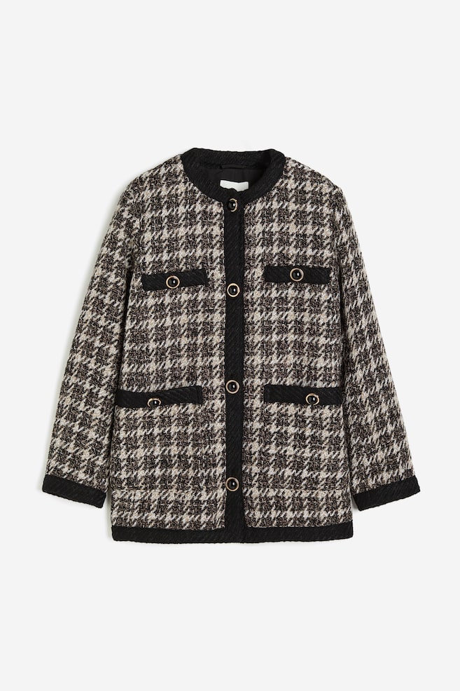 Textured-weave jacket - Black/Dogtooth-patterned/Beige marl - 2