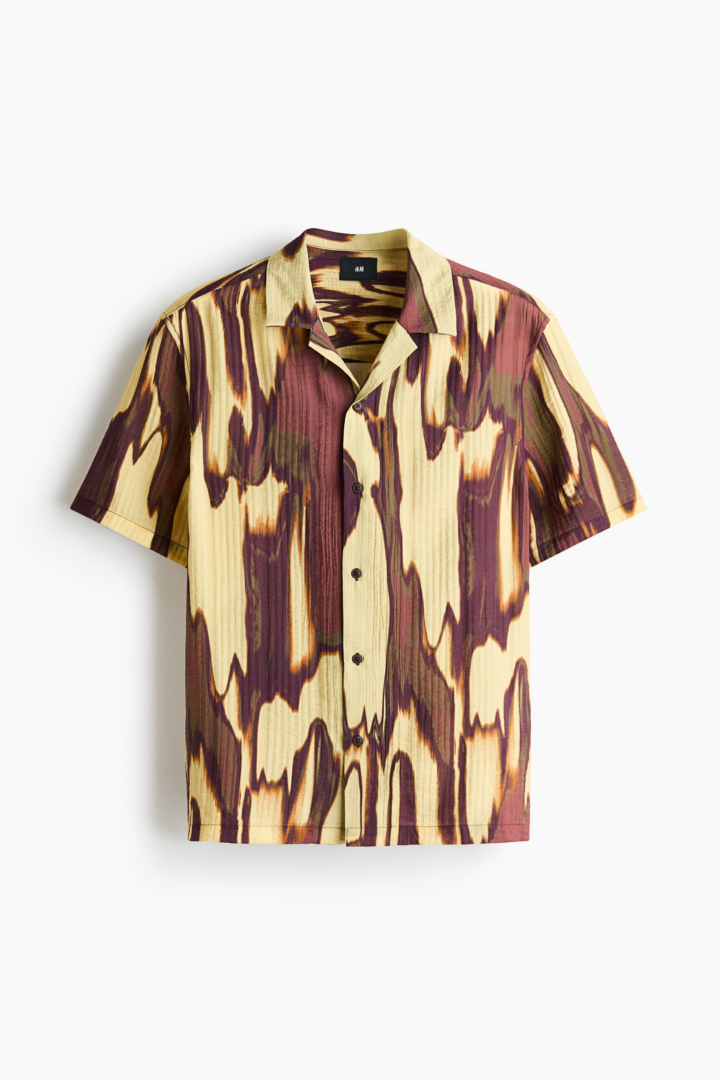 Relaxed Fit Textured resort shirt - Light yellow/Patterned