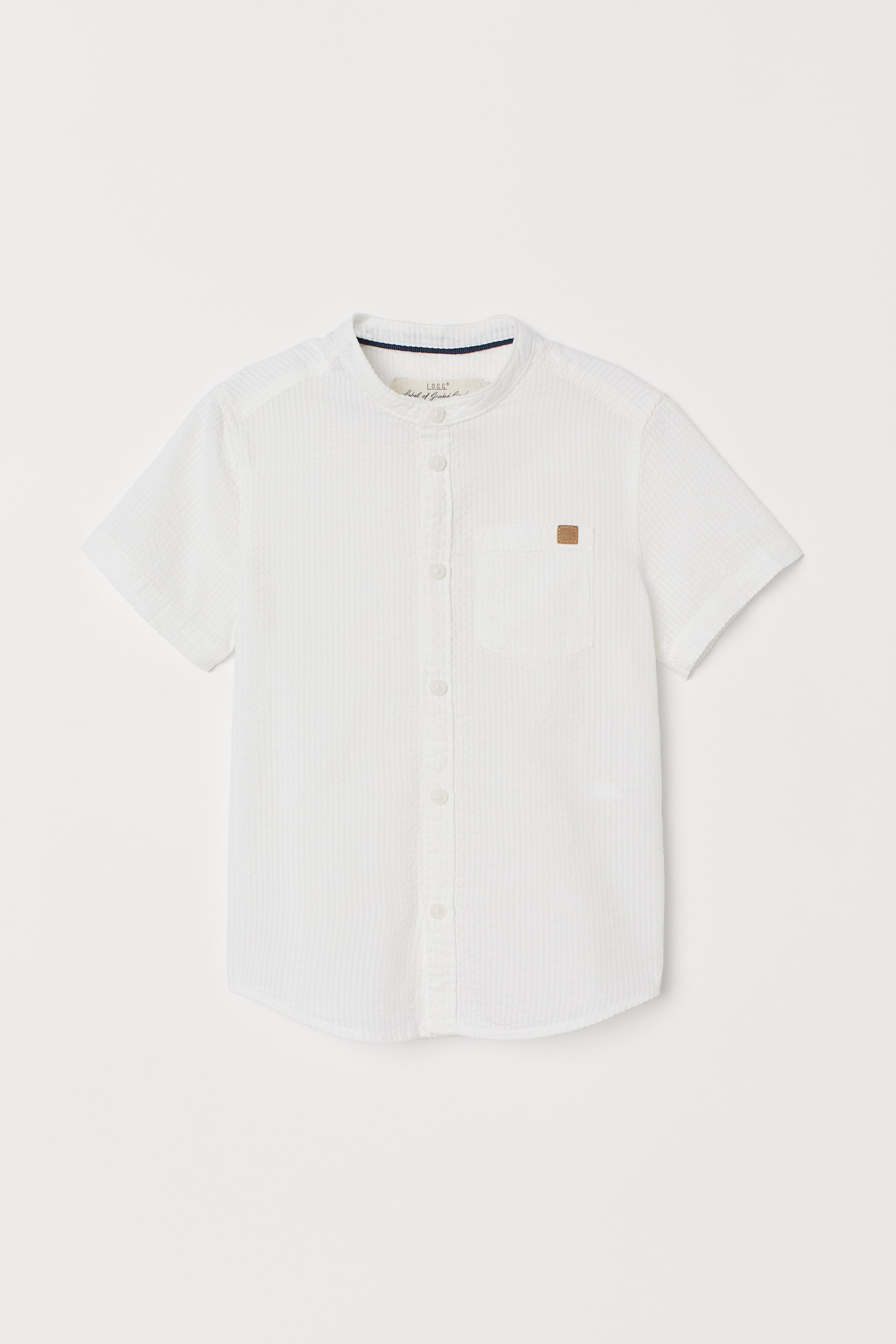 Agrandir l'image: Chemise à col mao - Blanc/seersucker - ENFANT | H&M FR 1