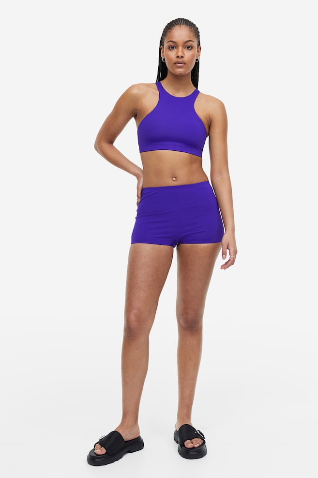 Shortie bikini bottoms - Dark purple/White - 3